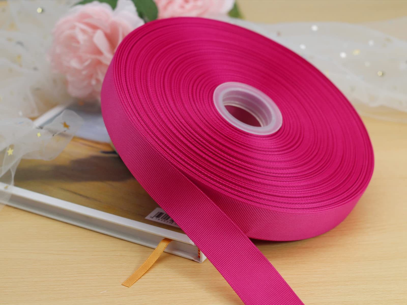 Jesep One Roll 100 Yards Soild Grosgrain Ribbon Boutique Gift Wrapping Package Ribbon, Diy Crafts Bow Hair Headband Accessories
