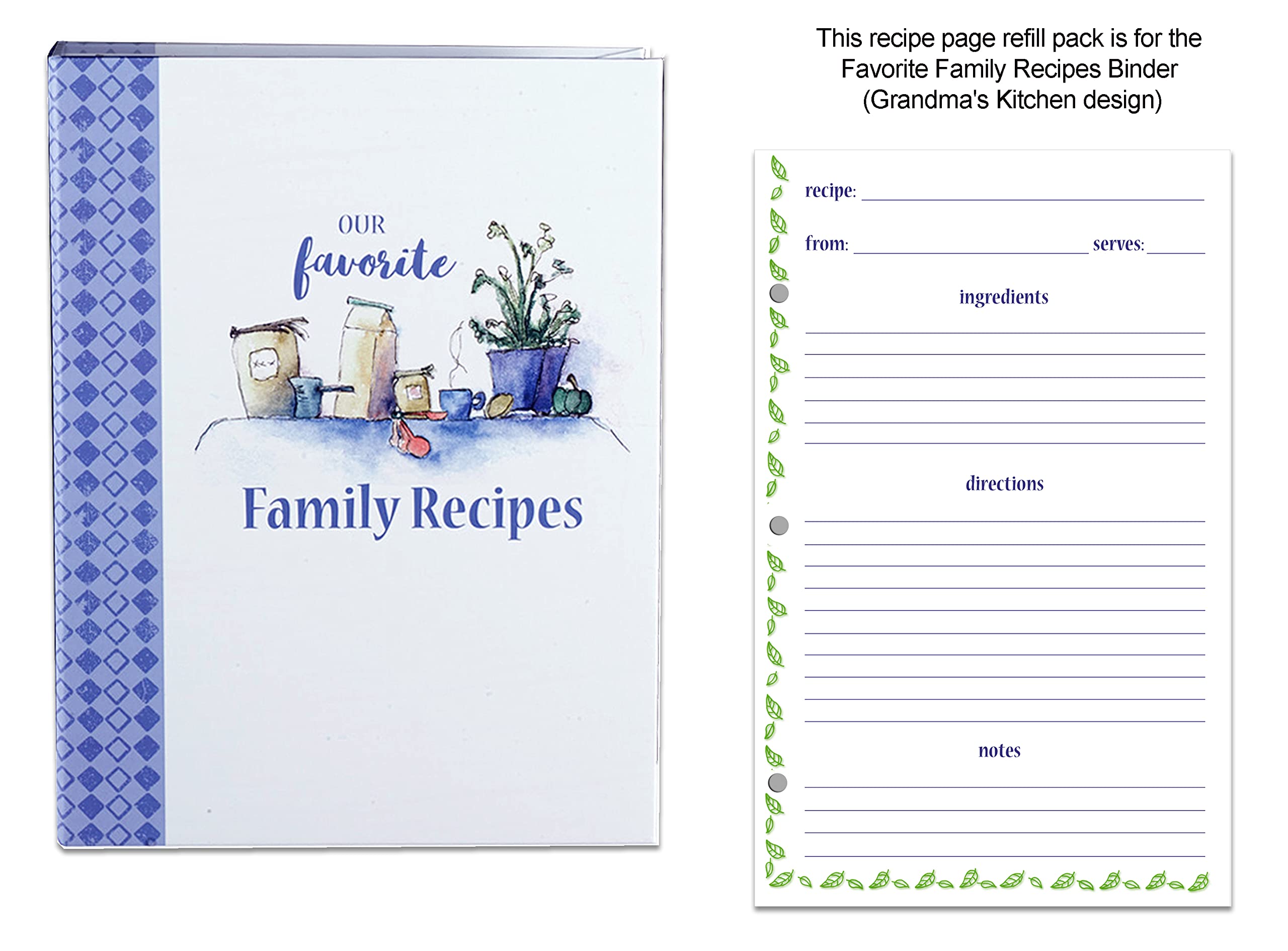 Meadowsweet Kitchens Lined Recipe Page Refill Pack For The Favorite Family Recipes Journal, Grandma'S Kitchen Design