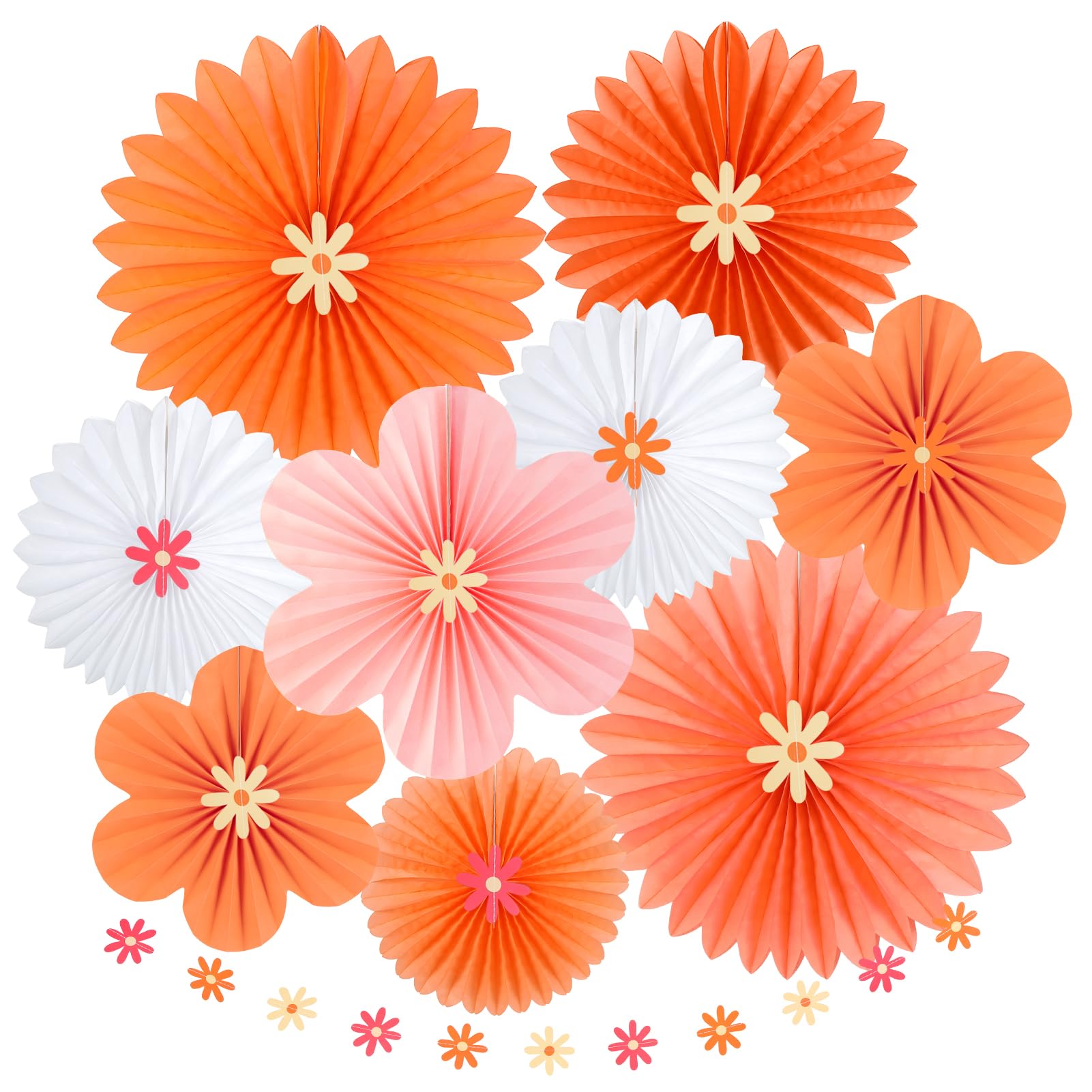 Sunbeauty Paper Fans Decorations Pink And Orange Party Decorations Flower Party Decorations Classroom Decoration Paper Floral Ba