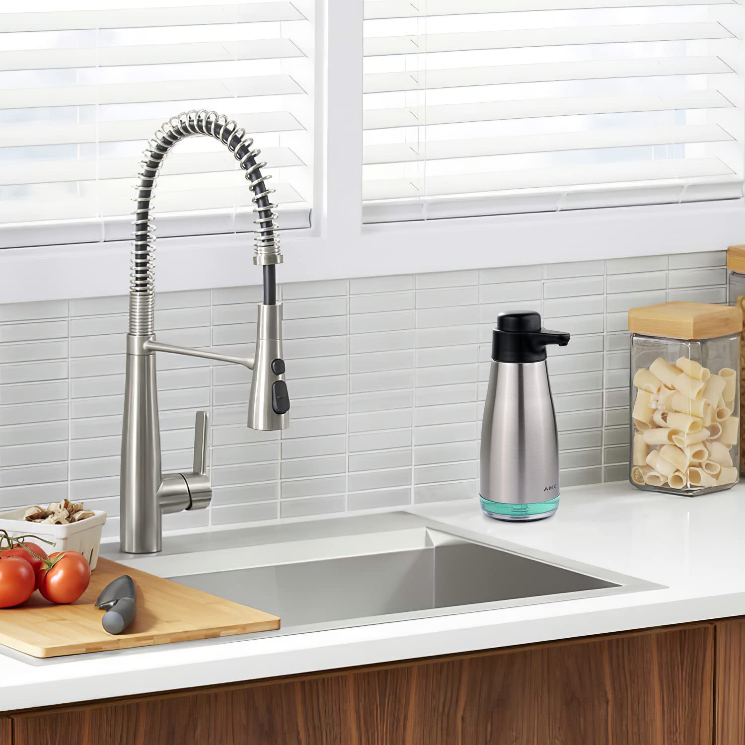 AIKE 15ounce Stainless Steel Liquid Soap Dispenser for Dish and Hand Soap