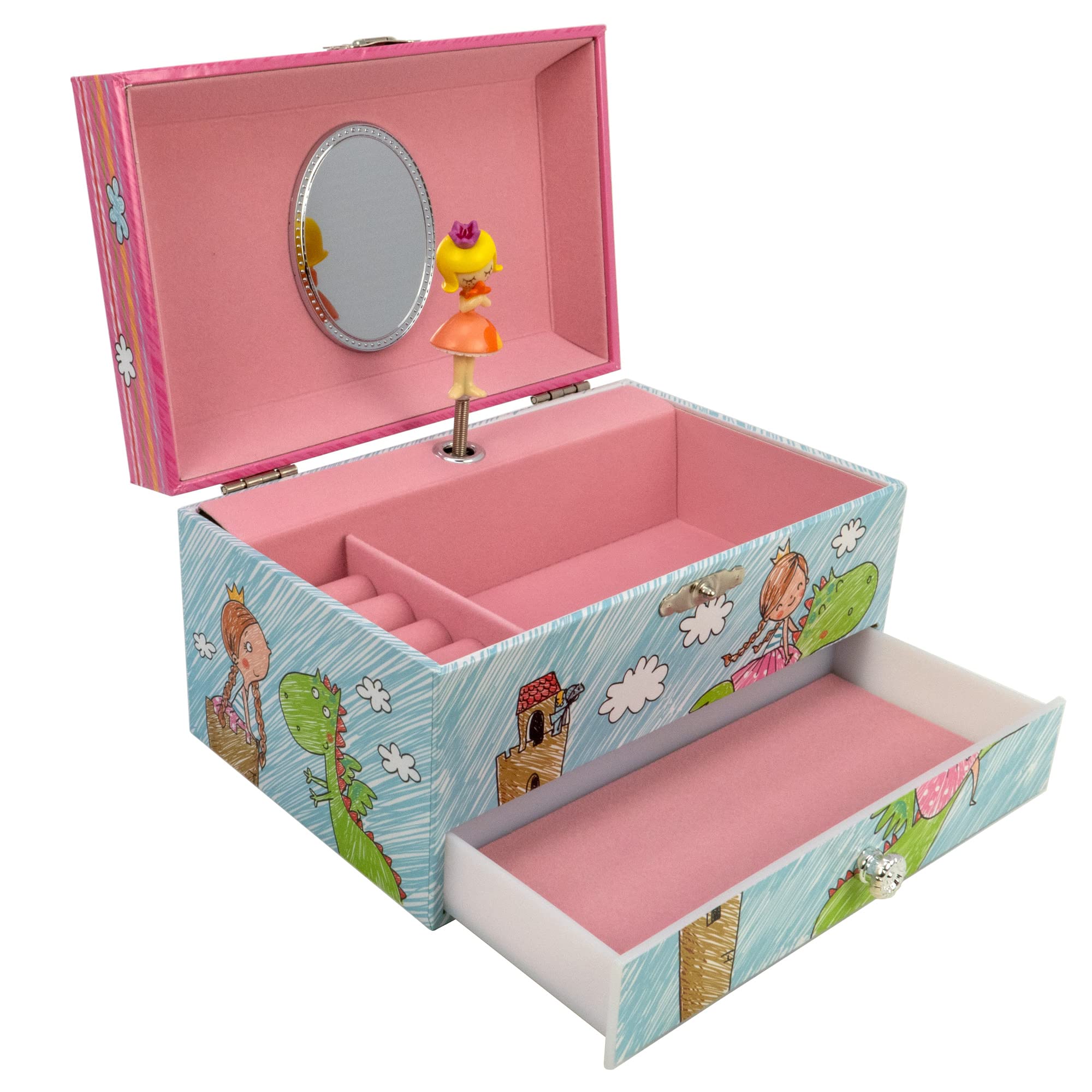 The San Francisco Music Box Company Princess with Friendly Dragon Heirloom Musical Jewelry Box