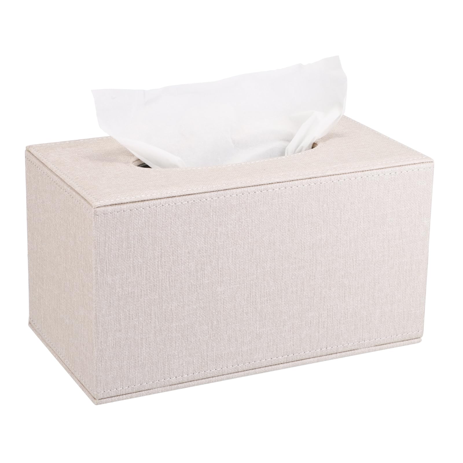 Sumnacon Tissue Box Cover Rectangular Tissue Box Holder Linen Tissue Box With Magnetic Bottom Decorative Beige Tissue Box For Ba