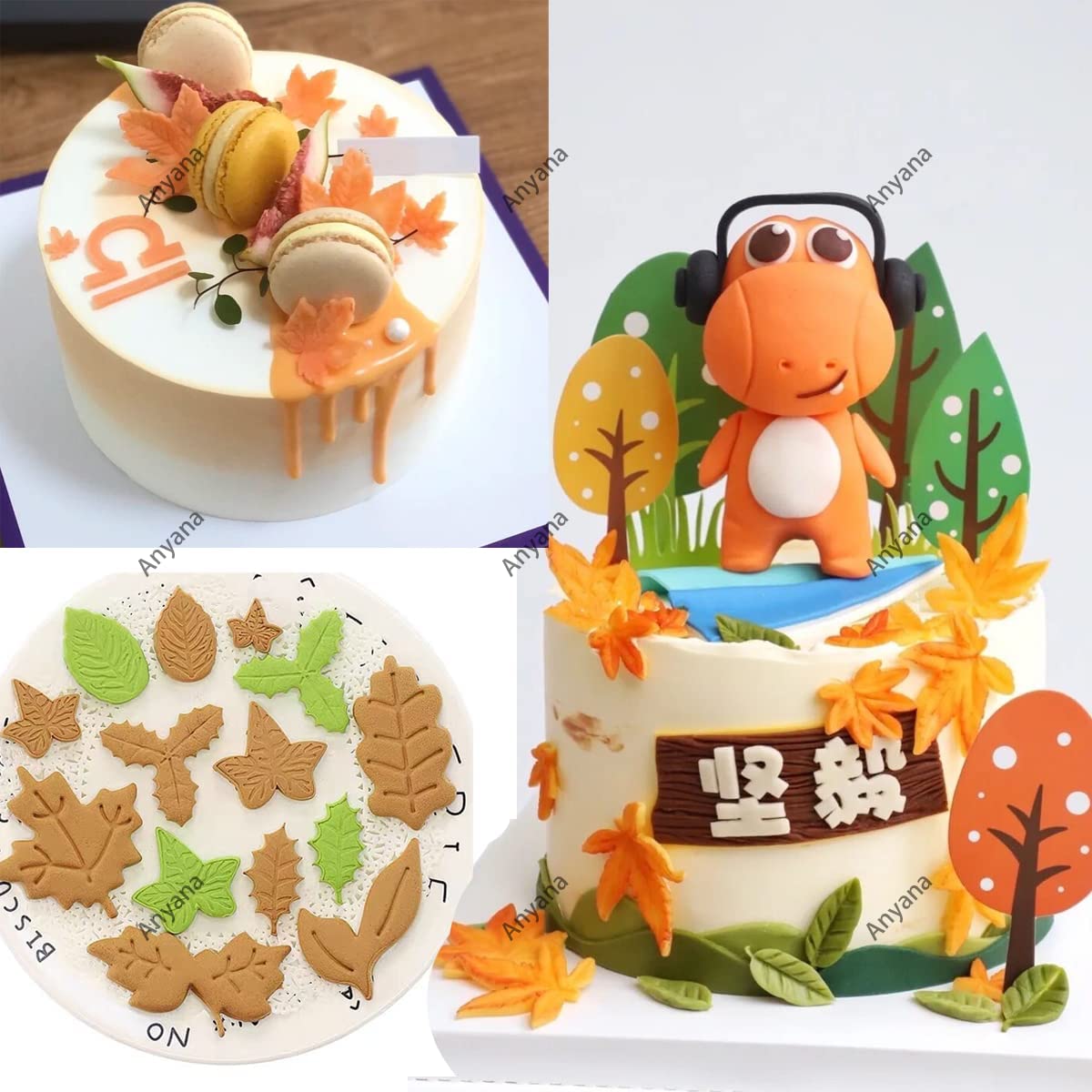4Pcs Plunger Leaf Cookie Press Cutters Biscuit Mold Cake Decorating Supplies Fondant Embosser Decoration Edible Anyana Baking St