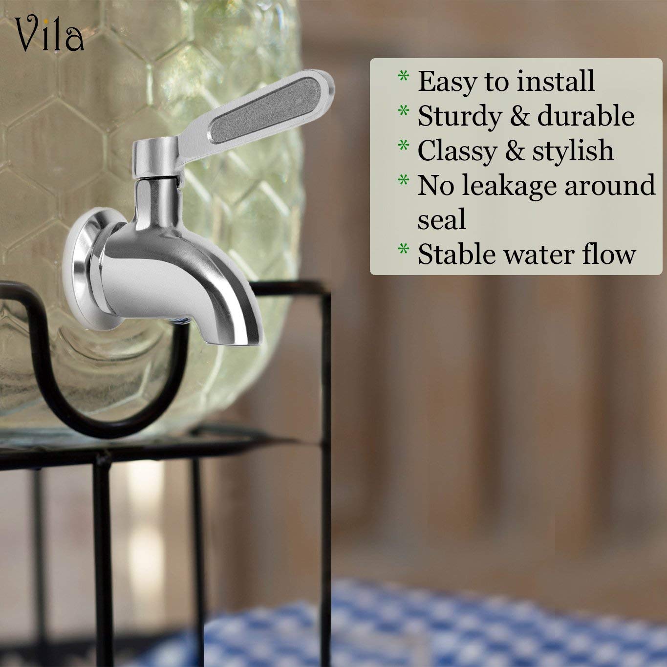 Vila Replacement Spigot For Beverage & Water Dispenser, Stainless Steel No-Rust Spout Faucet, Excellent Continuous Flow, Sturdy