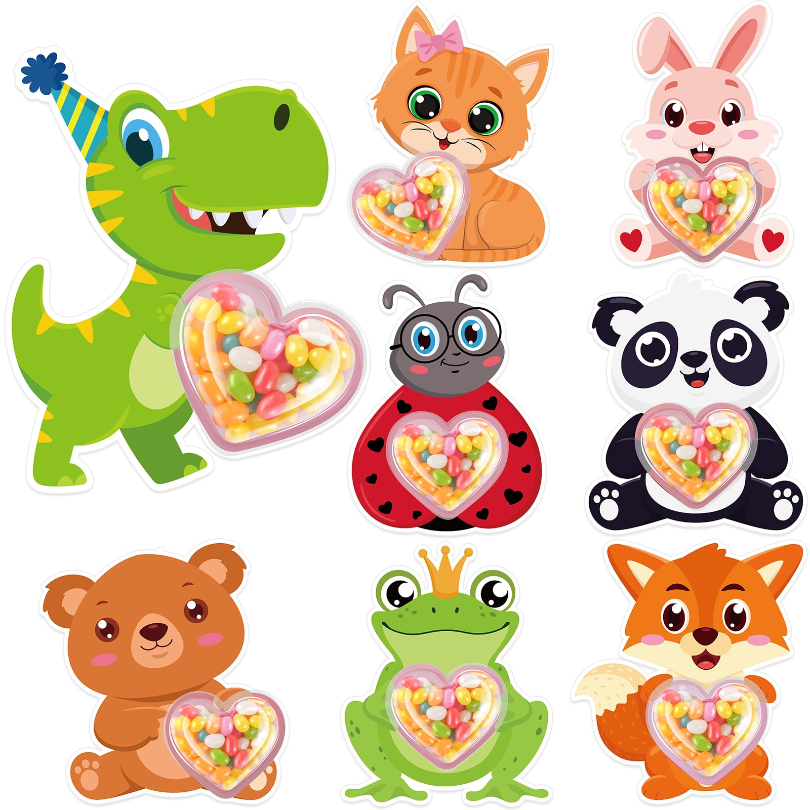 36Set Valentines Day Cards With Candy Dome Holders, Cute Animal Valentines Candy Holder Cards For Kids, Funny Valentines Exchang
