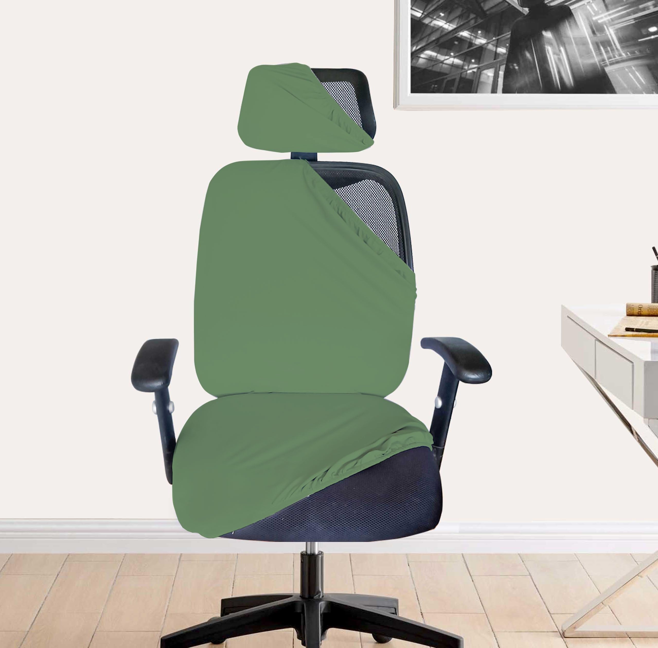 Hotkei 3 Piece Pista Office Chair Cover With Headrest Cover 200Gsm Fabric Stretchable Removable Stain Proof Computer Desk Execut
