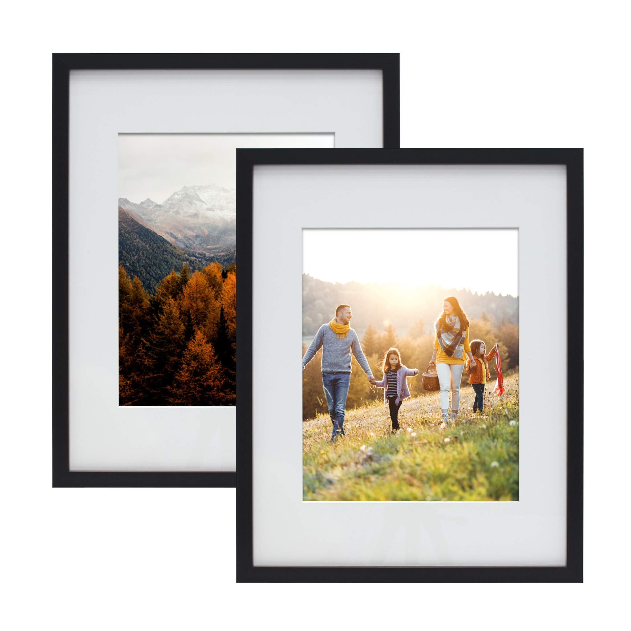 Mimosa Moments Gallery Picture Frame Wall With Art Prints And Paper Matt, Good For Two 8X10 Photos (Black, Set Of 2-8X10'')