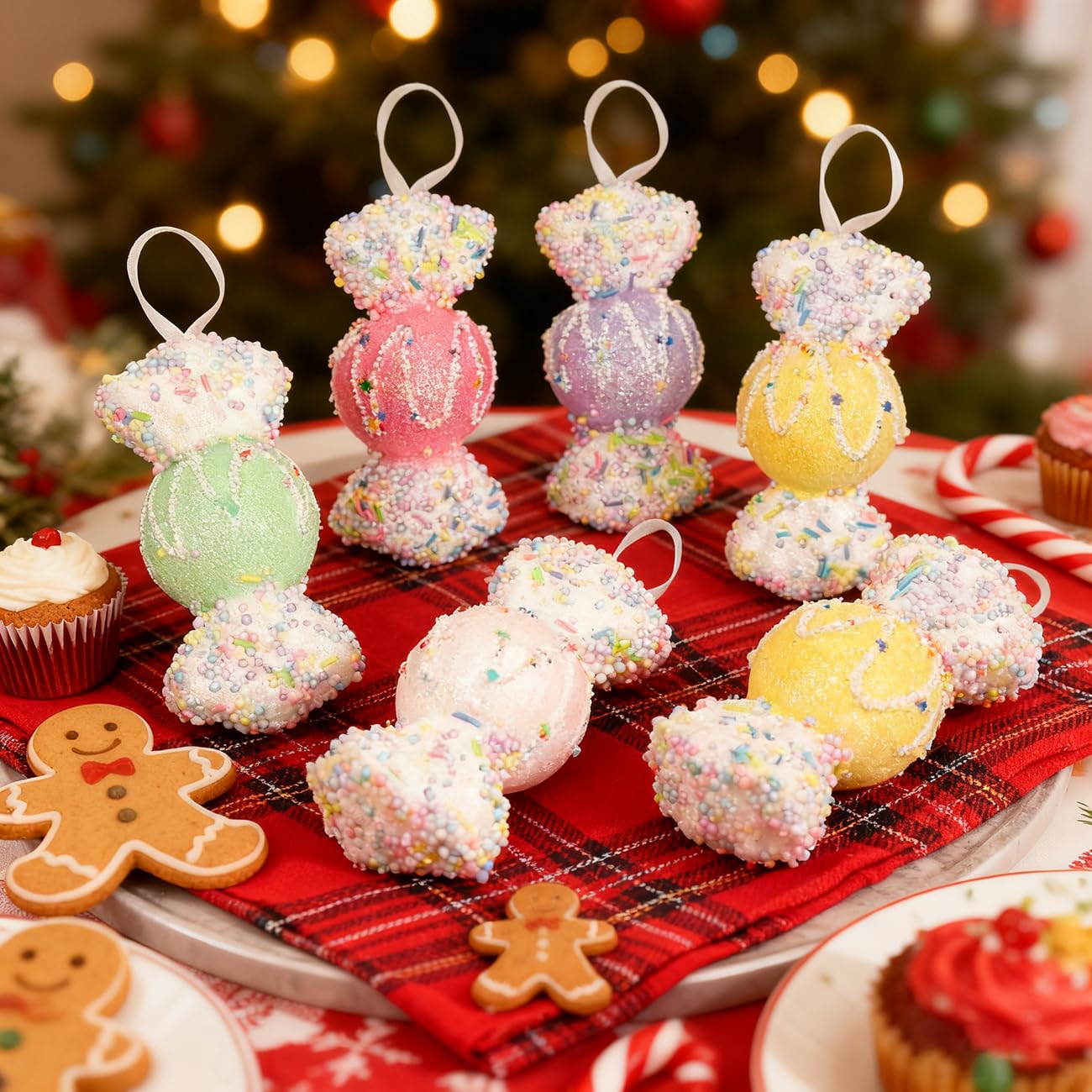 LANGXUN 6pcs Candy Land 2025 Xmas Birthday Party Wedding Suppiles Decoration, Hanging Candy Cane Christmas Tree D  cor, Christma