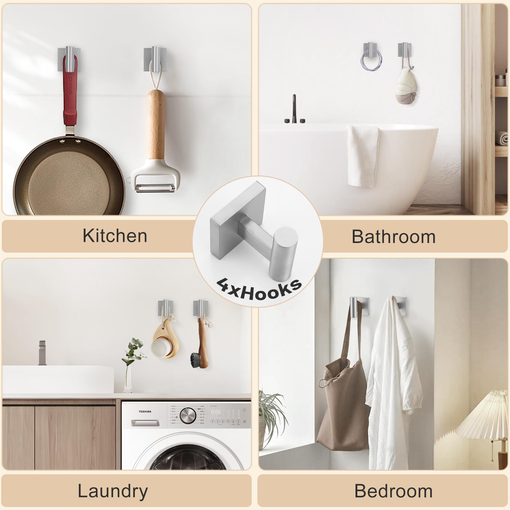 10 Pieces Bathroom Hardware Set Brushed Nickel Towel Bar Set Includes 23.6    Towel Bar, Towel Ring Holder, Toilet Paper Holder