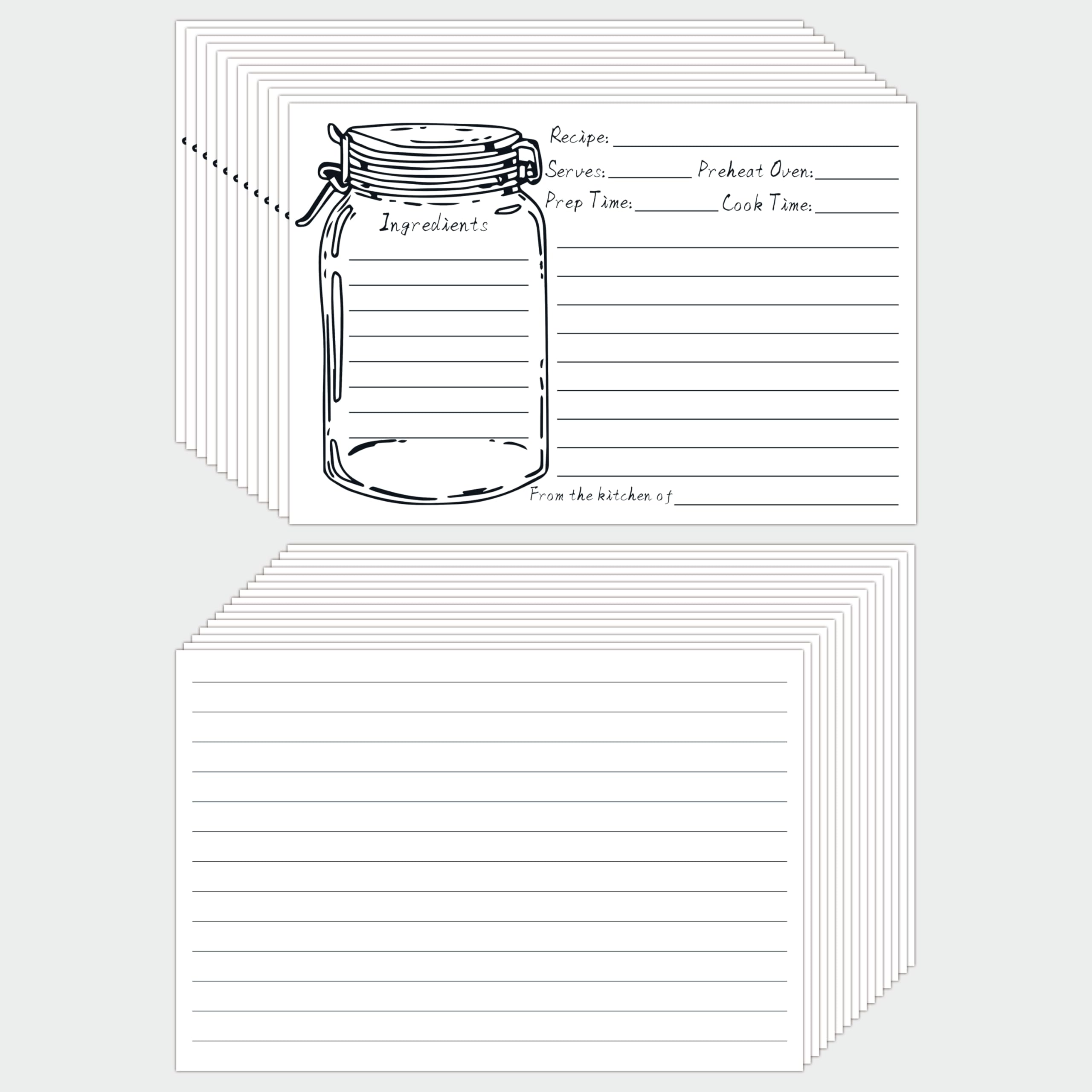 100 Count White Recipe Cards, Recipe Cards 4X6 Inch, Double Sided Notecards, Blank Recipe Cards For Bridal Showers And Wedding,