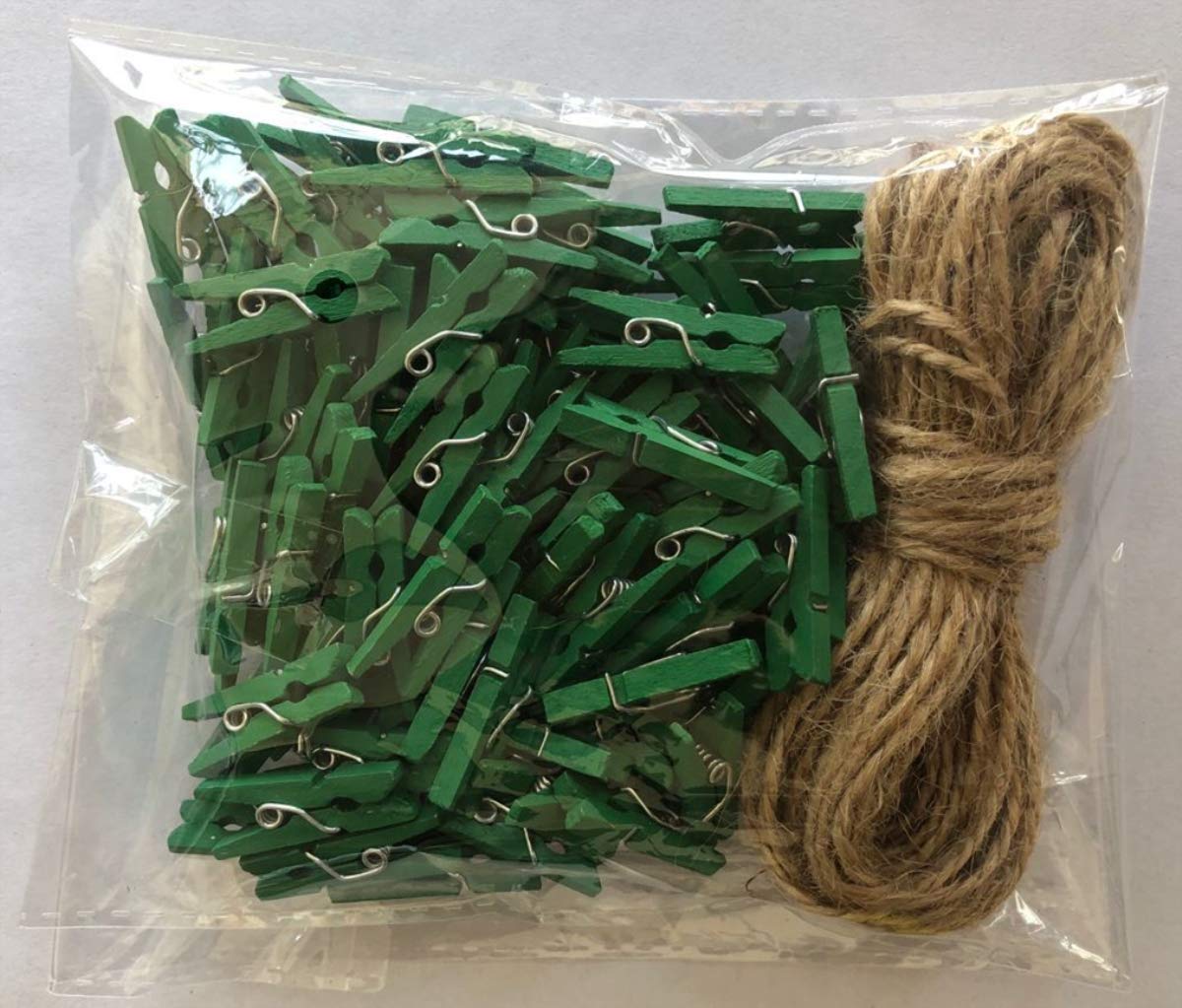 Cute Mini Wooden Clothes Pin Wedding Shower Decor Photo Clothespin With Jute Twine Green Pack 100