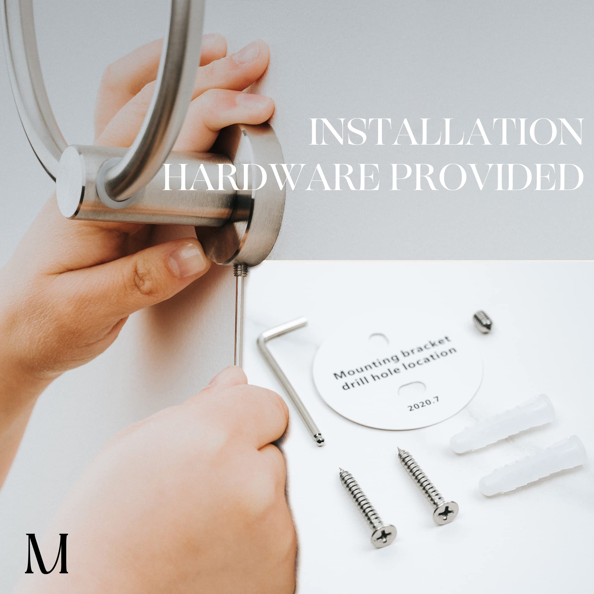Marmolux Acc Brushed Towel Ring for Bathroom - Hand Towel Holder for Bathroom Wall - SUS304 Stainless Steel Bathroom Towel Rack Hardware Set.