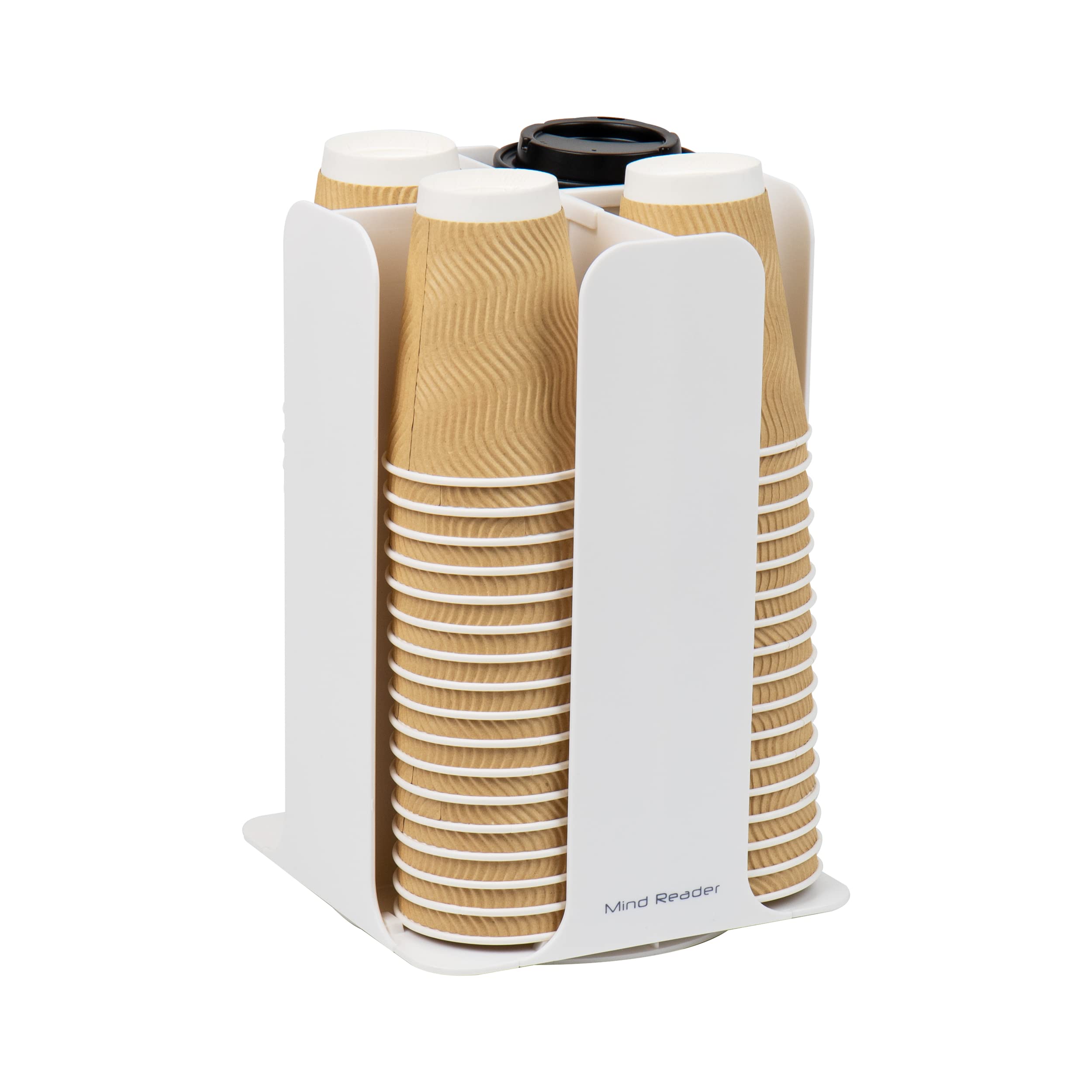 Mind Reader Lid Carousel, Countertop Org Coffee Bar, Beverage Cup Holder, Plastic, L x 7.75 W x 11.5 H, White