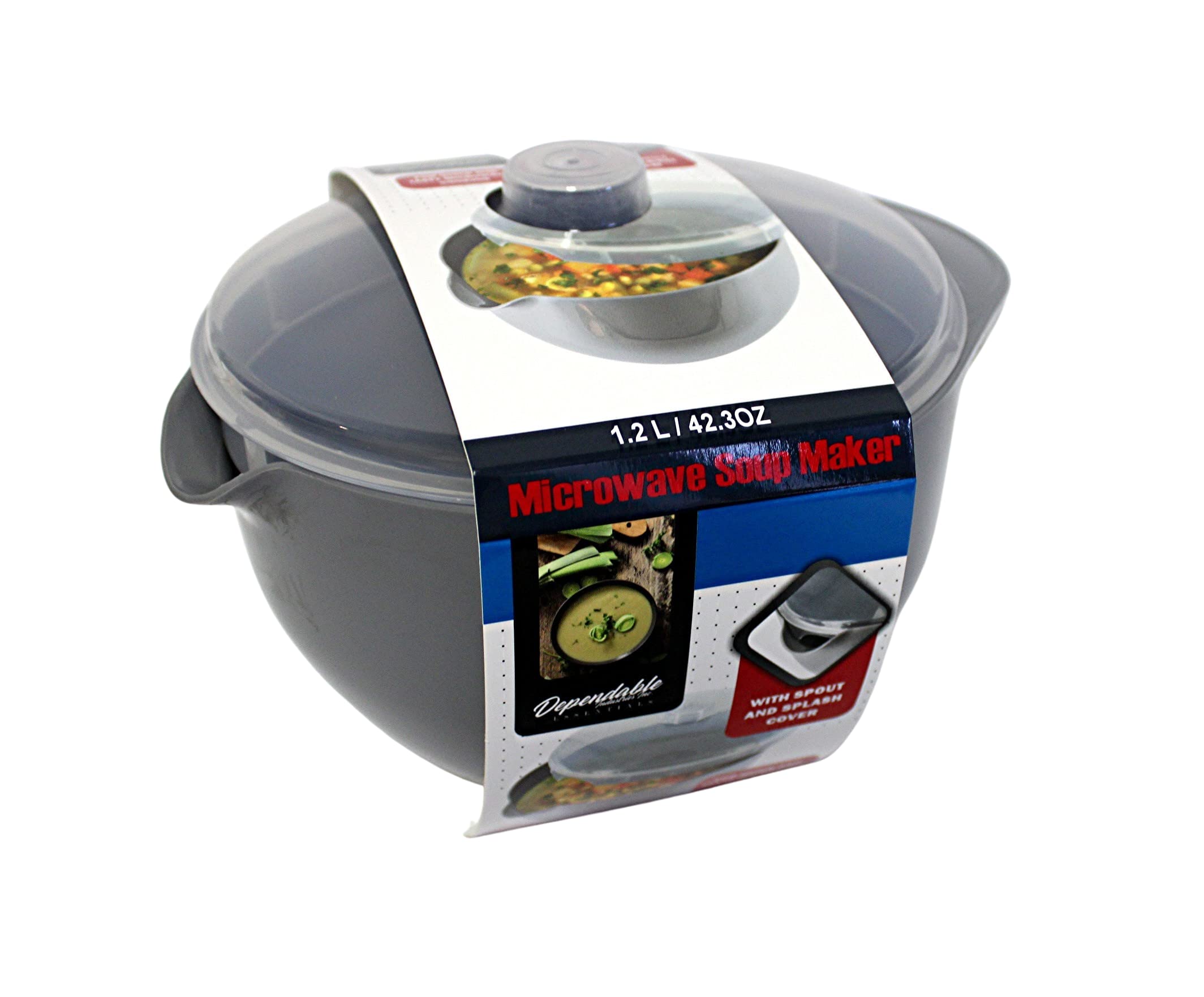 Dependable Industries Inc. Essentials Microwave Soup And Stew Maker Microwave Bowl With Spout And Splash Cover Cook Meals In Min