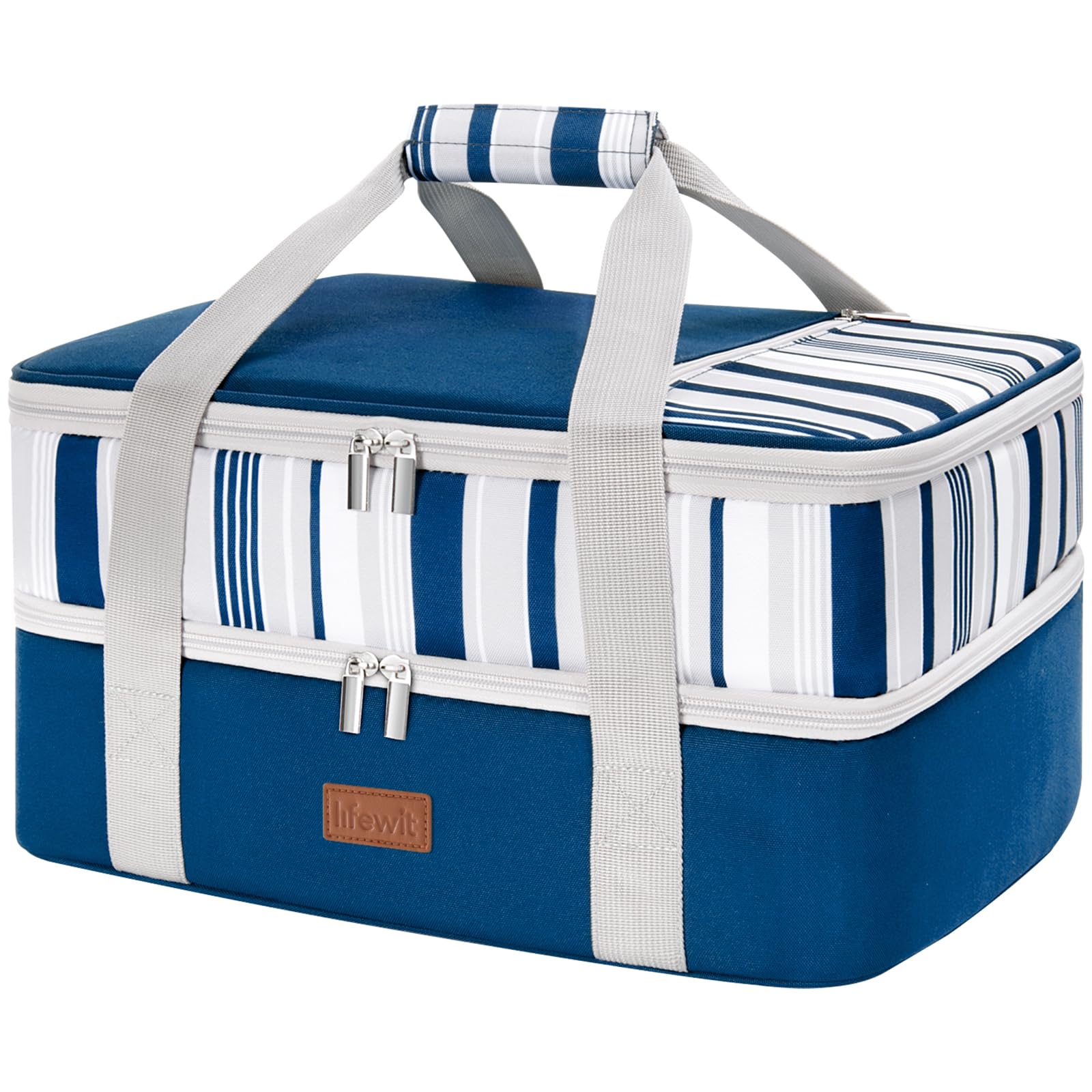 Lifewit Insulated Double Decker Casserole Carrier for Hot or Cold Food, Casserole Dish Carrying Case, Lasagna Holder for Potluck