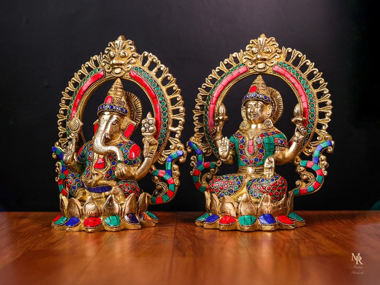 Mridaya Brass Lakshmi Ganesh Statue - 25 Cm Intricately Crafted Sculpture For New Beginnings, Wealth & Prosperity | Laxmi Ganesh
