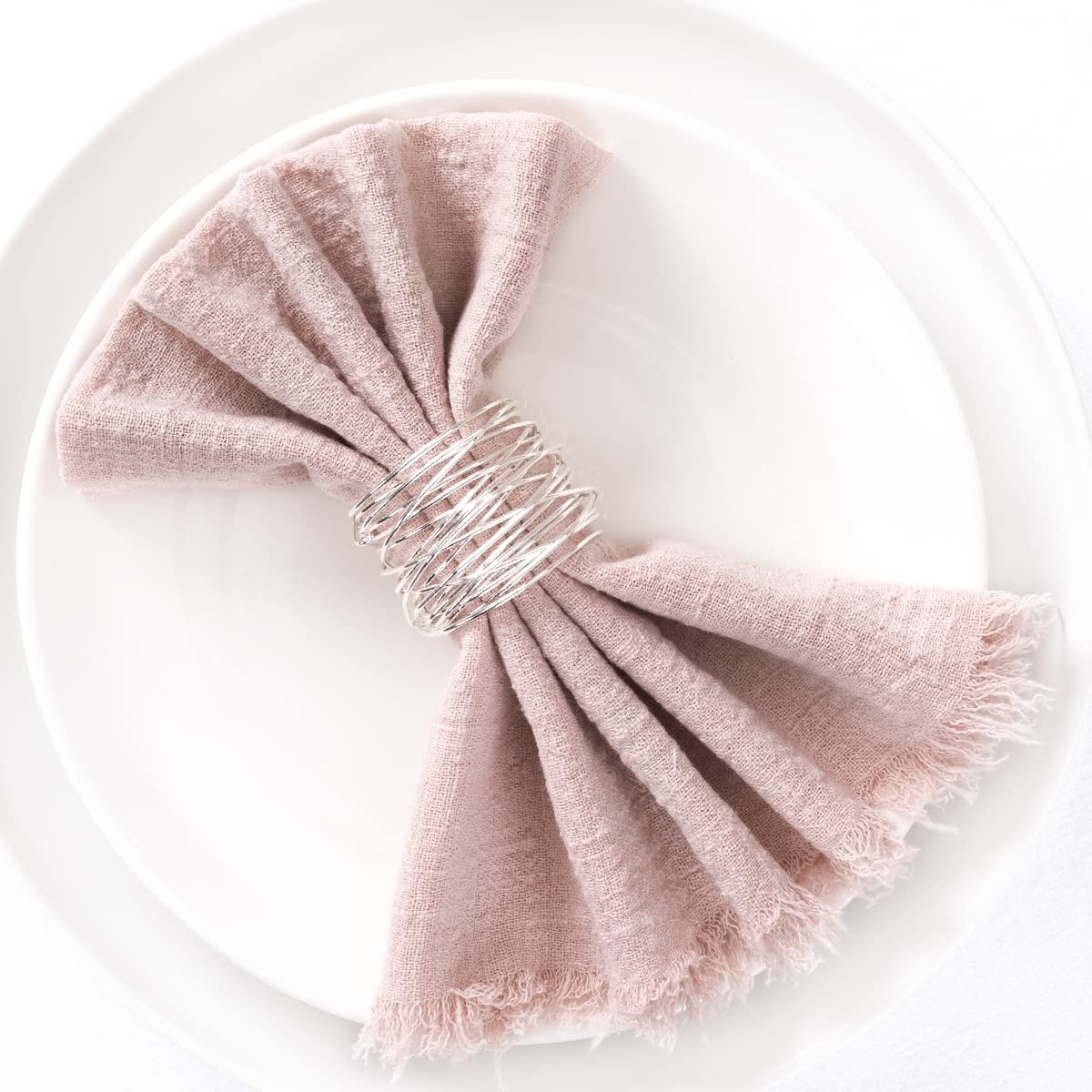 Socomi Set Of 12 Linen Napkins Dusty Rose Easter Spring Cloth Napkins Washable Cotton Dinner Napkins Fringe 17''X17'' For Weddin