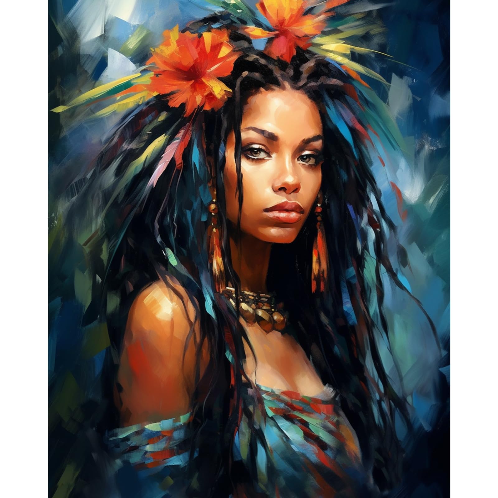 Tucocoo Fashion Girl Paint By Number For Adults, Diy Digital Oil Painting Kits On Canvas With Brushes And Acrylic Pigment, Afric