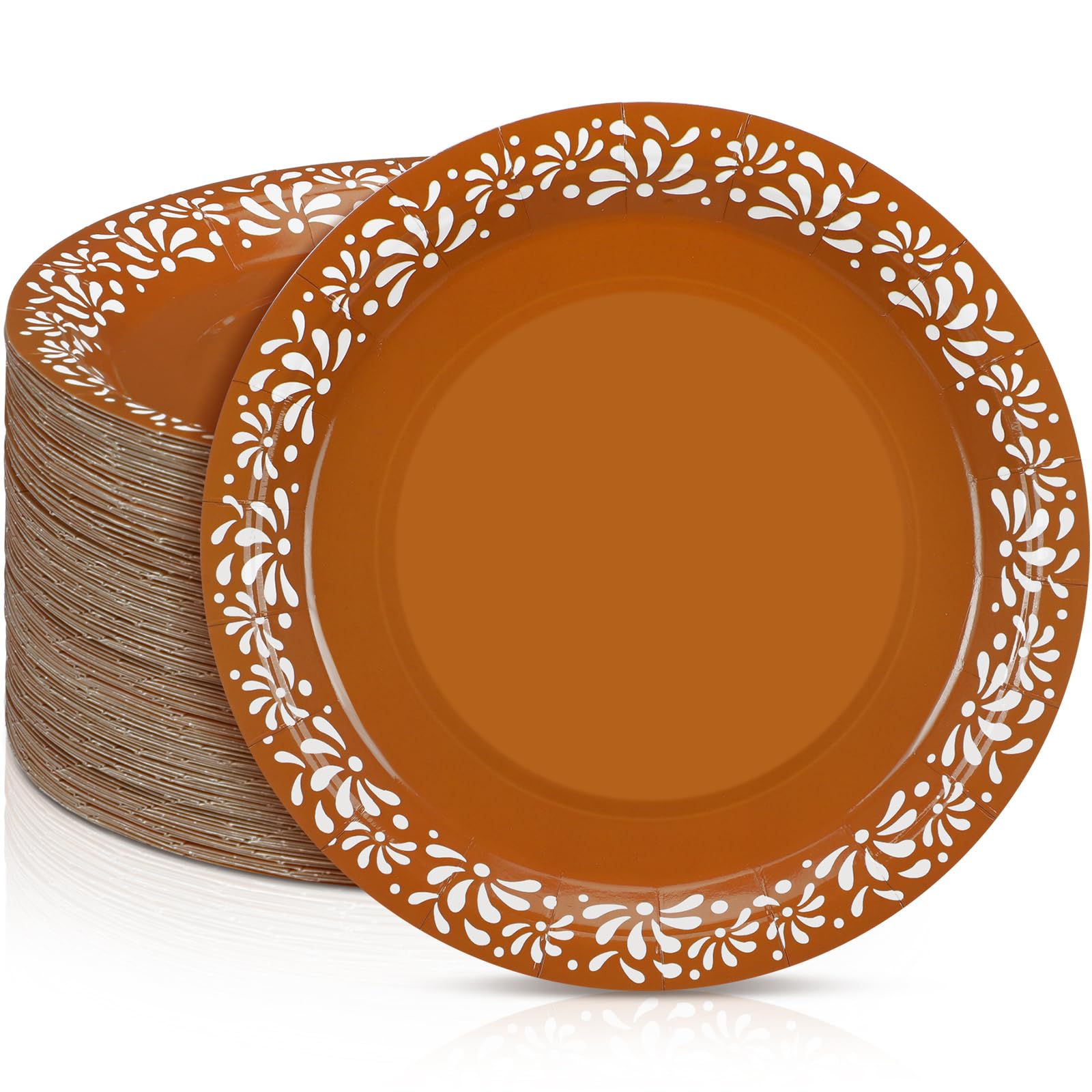 Yungyan 100 Pcs Platos De Barro Mexicanos Paper Plates Baby Shower Party Supplies 7 Inch Mexican Plates Terracotta Clay Pottery 