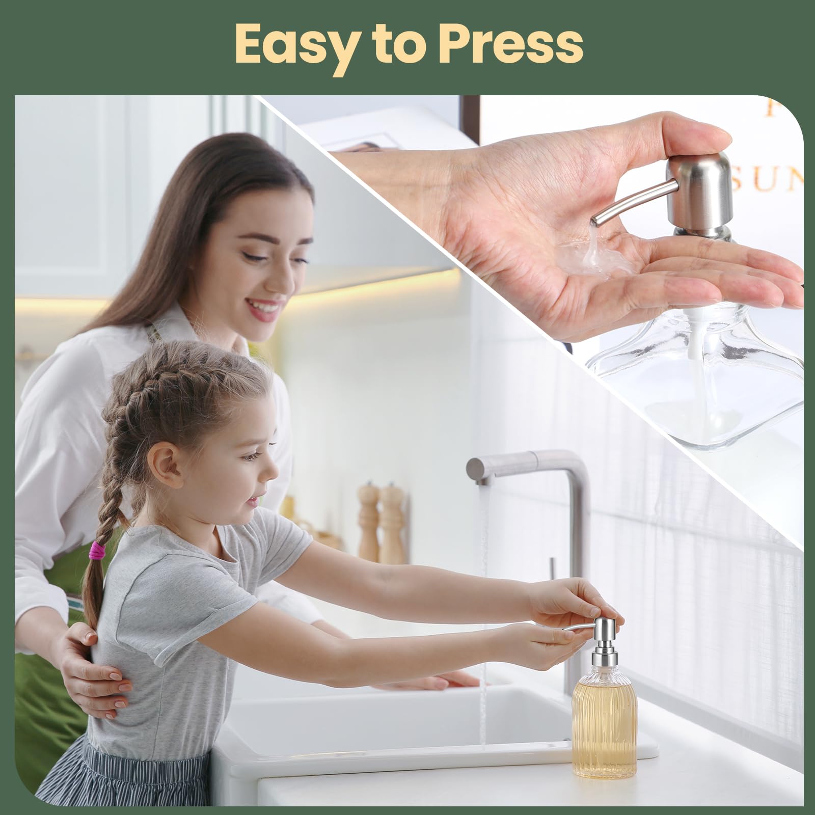Soap Dispenser Pump Replacement, 4Pcs Stainless Steel Soap Pump Replacement Head, Reusable Metal Hand Soap Dispenser Top For Lot