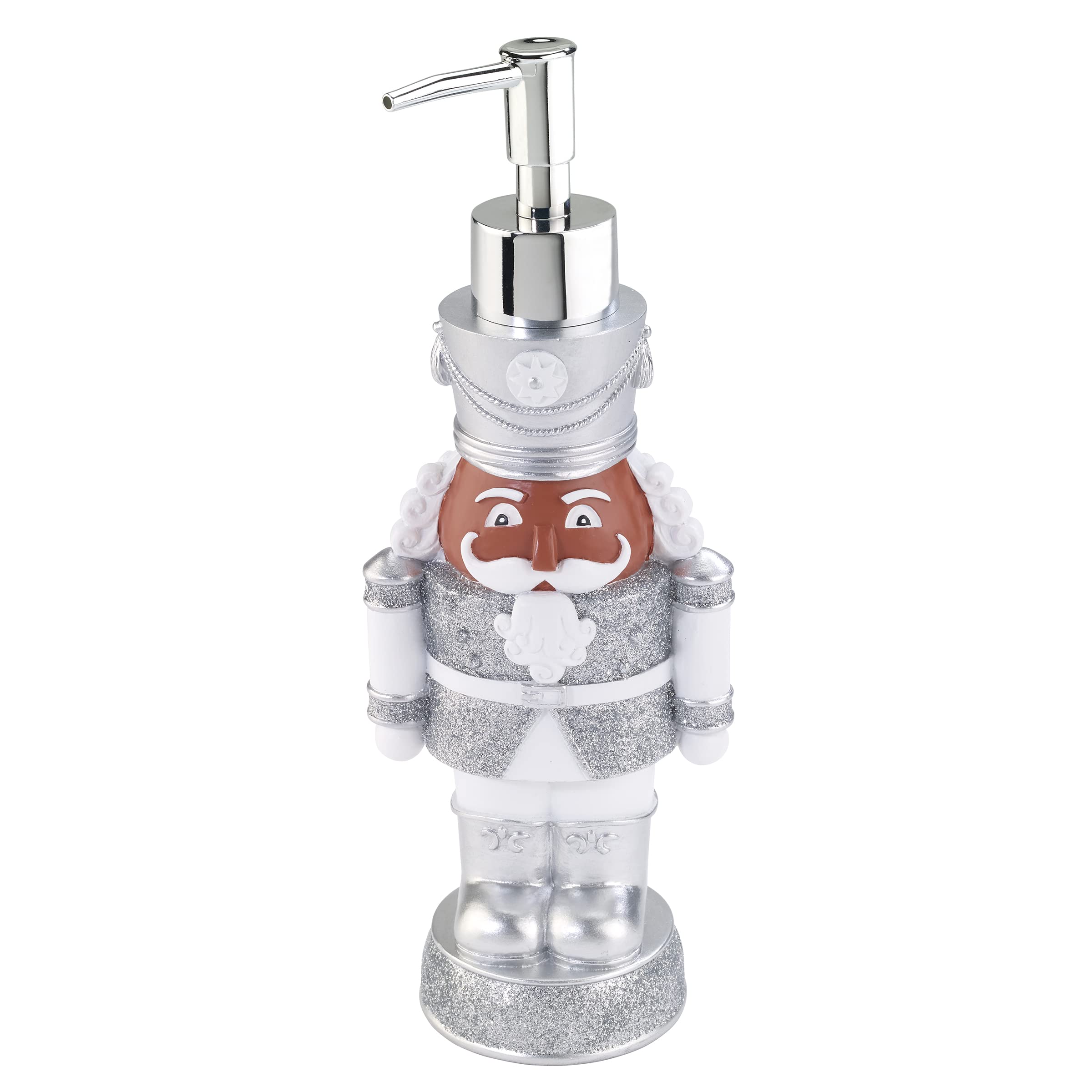 Avanti Linens - Soap Dispenser/Lotion Pump, Christmas Bathroom Decor (Holiday Collection, Silver Nutcracker)