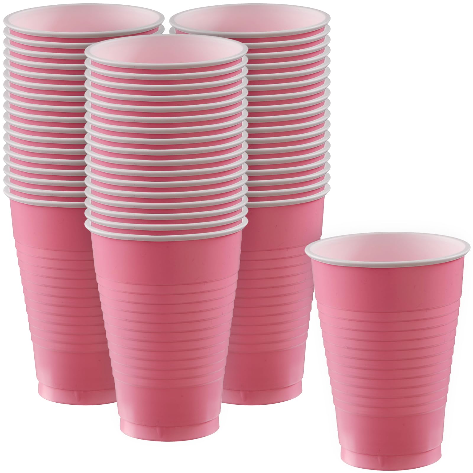 Amscan Big Party Pack, Durable Plastic Cups, 50 Count (Pack Of 1), New Pink