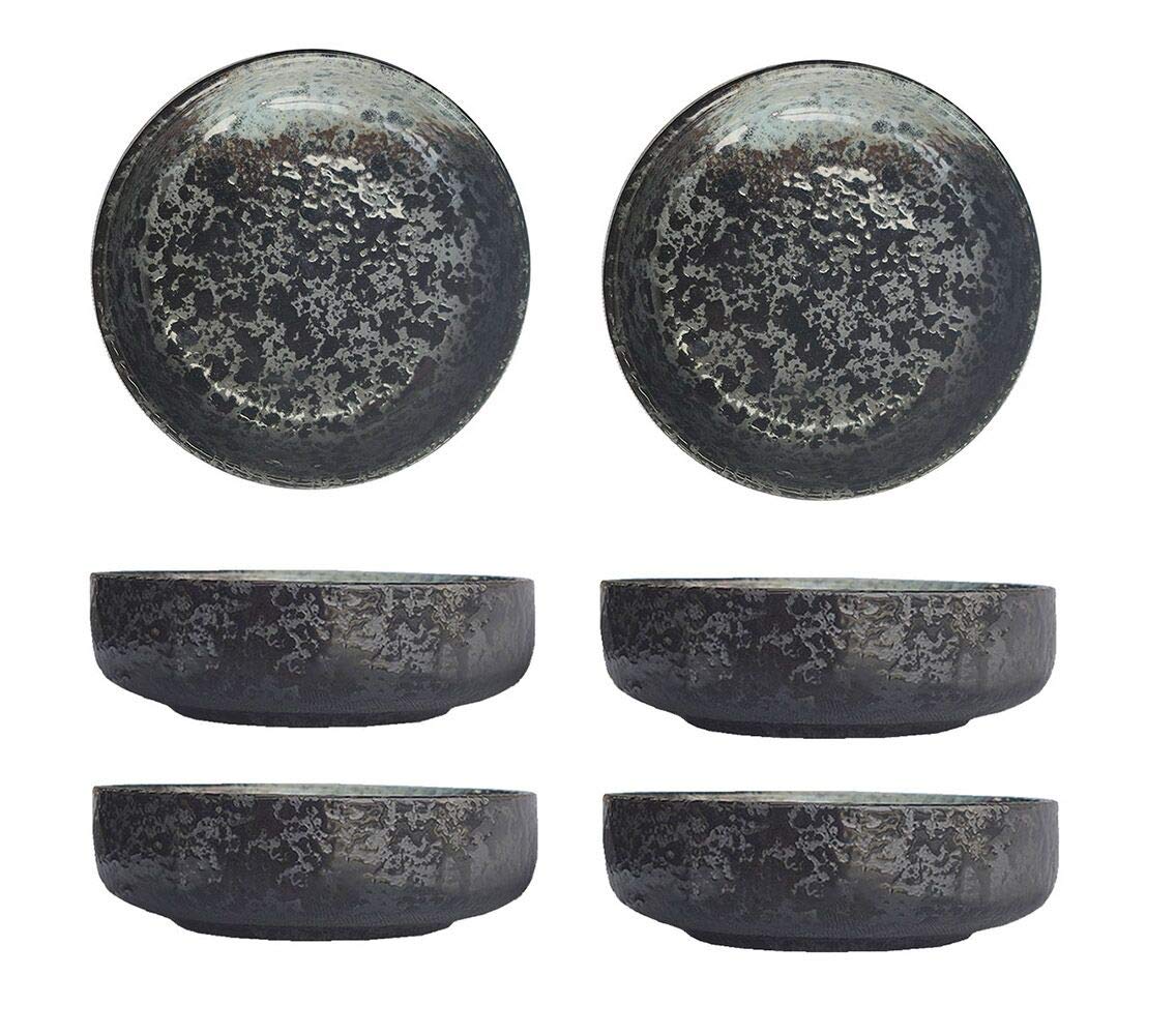 3.5 Inch Japanese Style Classic Porcelain Side Dish Bowl Seasoning Dishes Soy Dipping Sauce Dishes-Set Of 6-Black