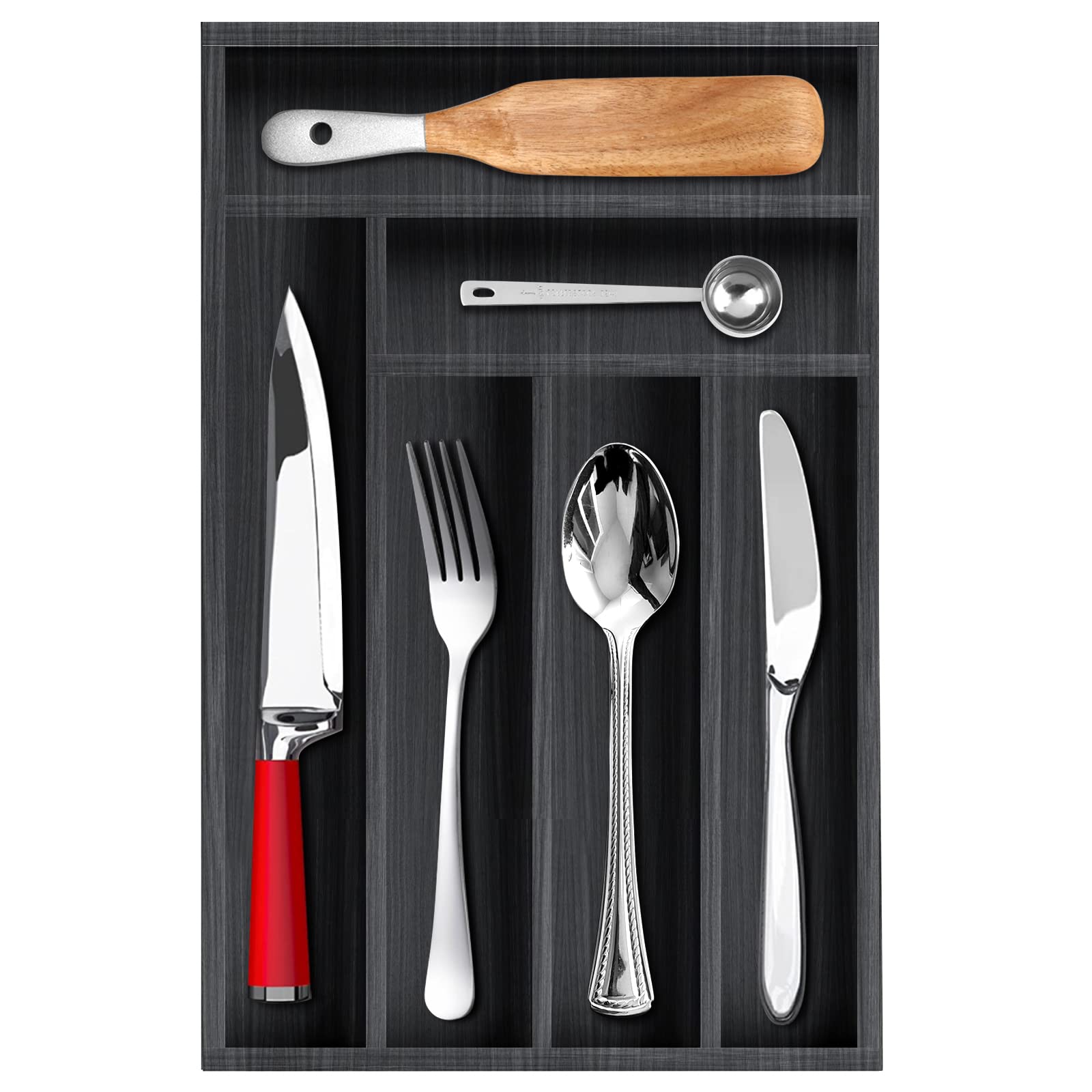 Ayiaren Kitchen Wood Utensil Tray Drawer Organizer, Wooden Cutlery Tray Silverware Drawer Divider 14.6''X9.5'' Flatware Organize