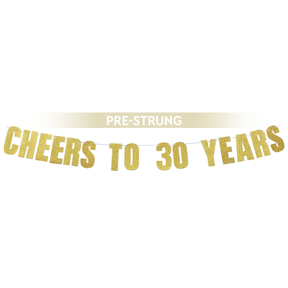 Pre-Strung Cheers To 30 Years Birthday Banner (Gold) - Dirty 30 Birthday Decorations For Him, 30Th Birthday Decor, 30Th Annivers
