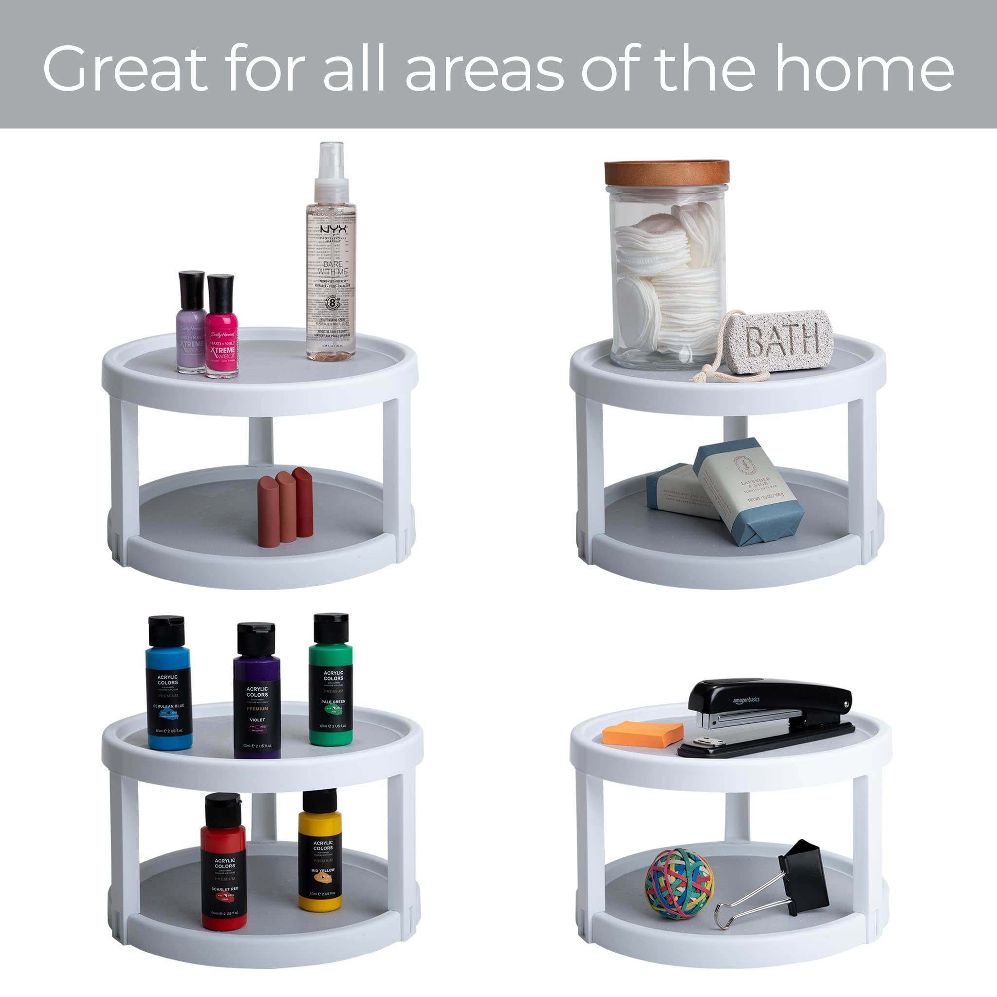 Smart Design 2-Tier Lazy Susan Turntable - 10 Inch - Non-Slip Lining and Feet - BPA Free - Cupboard, Fridge, Jars, Spices, Cabin