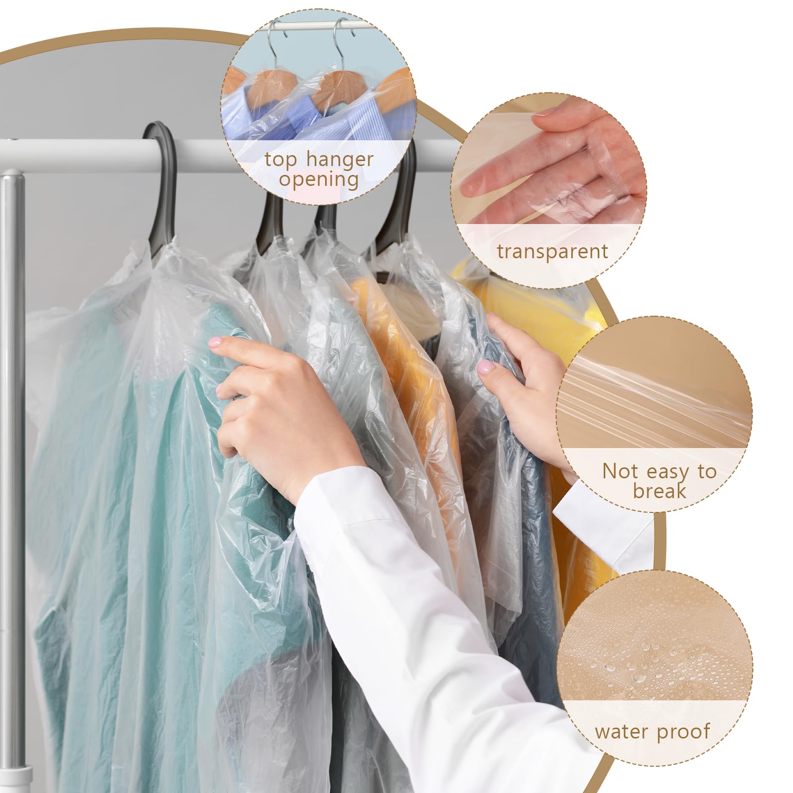 30 Pack Clear Clothes Covers 60X90 Cm Plastic Garment Bags For Hanging Clothes Dry Cleaner Bags Hanging Dust-Proof Garment Bags