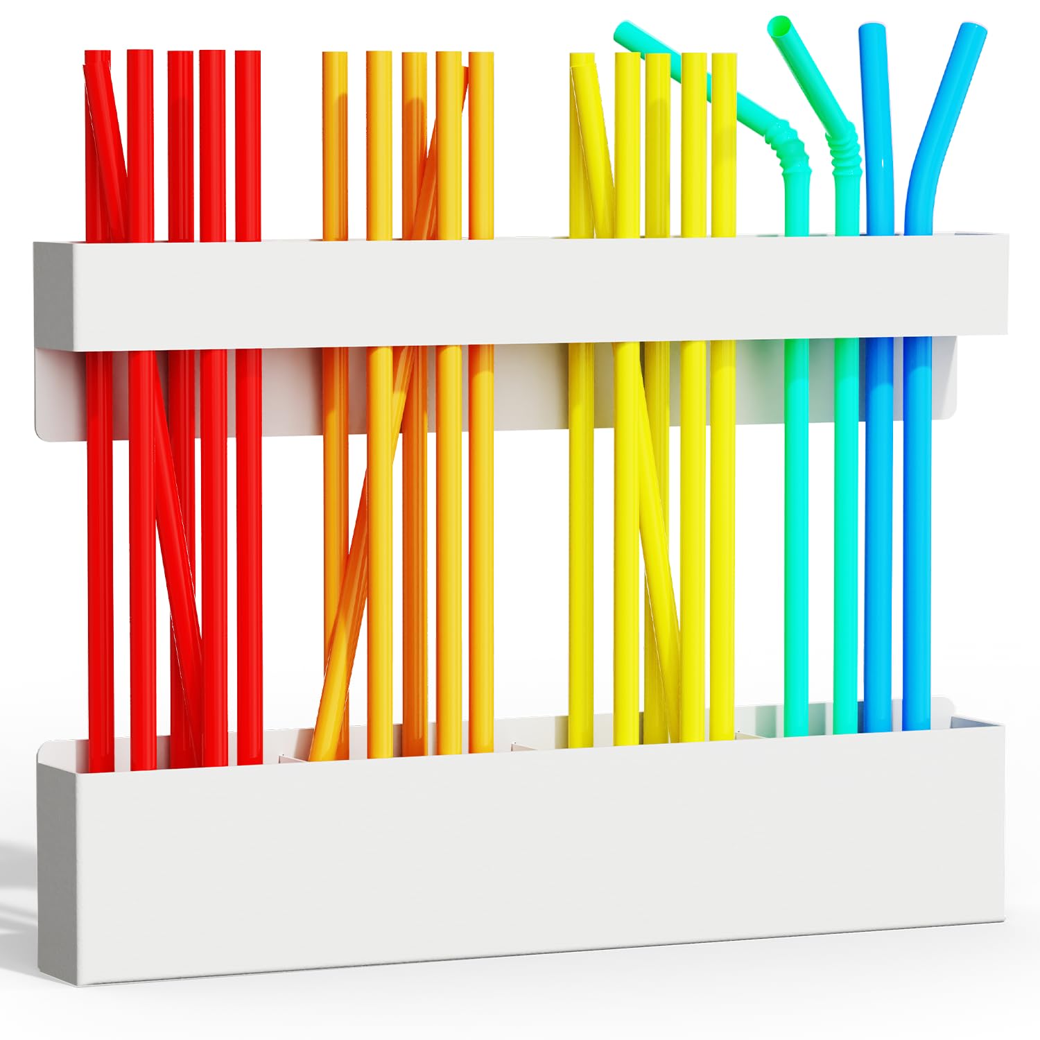 Metal Straw Holder for Cabinet Door with Magnetic and Double Sided Adhesive Tape,Reusable Tumbler Straw Organizer Storage for Re