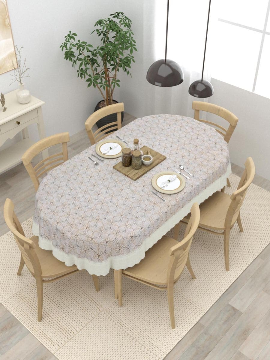 Iconic Choice 6 Seater Dinning Oval Table Cover (6090 inch) 152228 Cm Elegant Geometric Tablecloth, Dining Table Cover with Sca