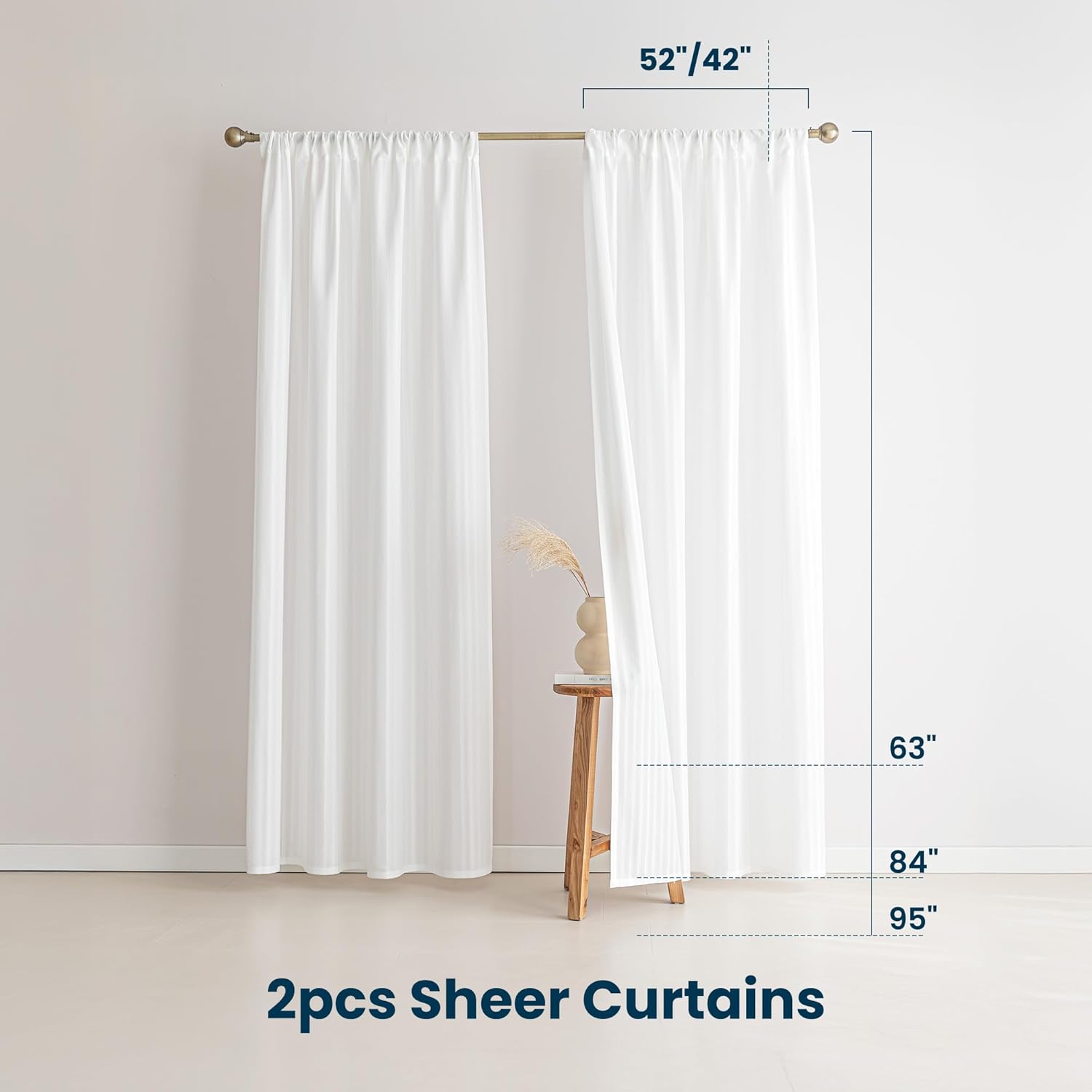 Non-See-Through Washable Thermal Jacquard Sheer Curtains  for Living Room & Bedroom