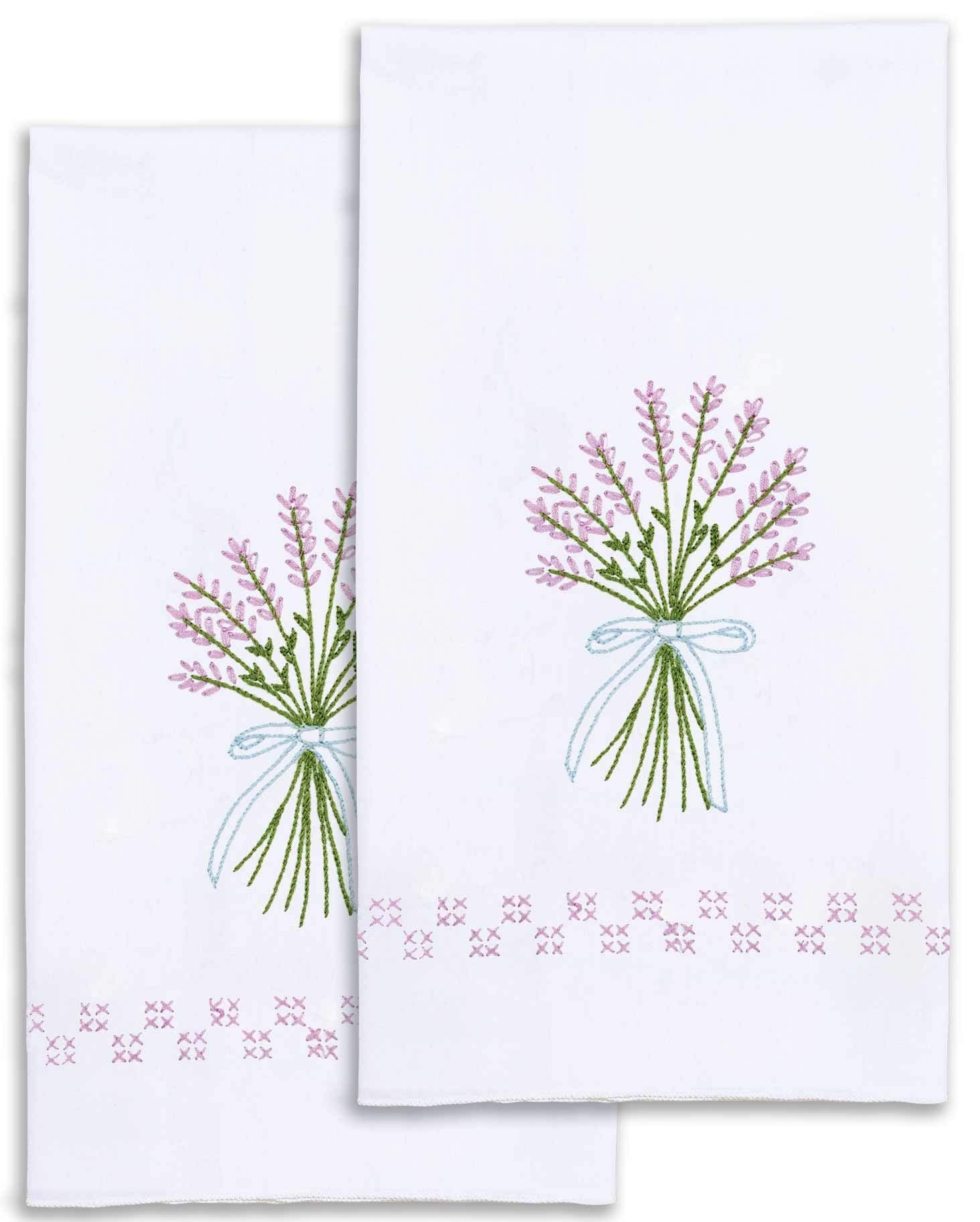 Jack Dempsey Lavender Hand Towels, White, 28.00'' X 17.00''