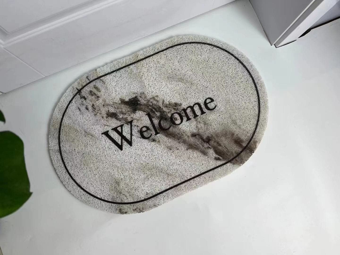 Sevia Door Mat|Polyethylene Durable & Anti-Slip Natural Oval Welcome Print Floor Mat|Rug For Indoor Or Outdoor Anti-Skid & Water