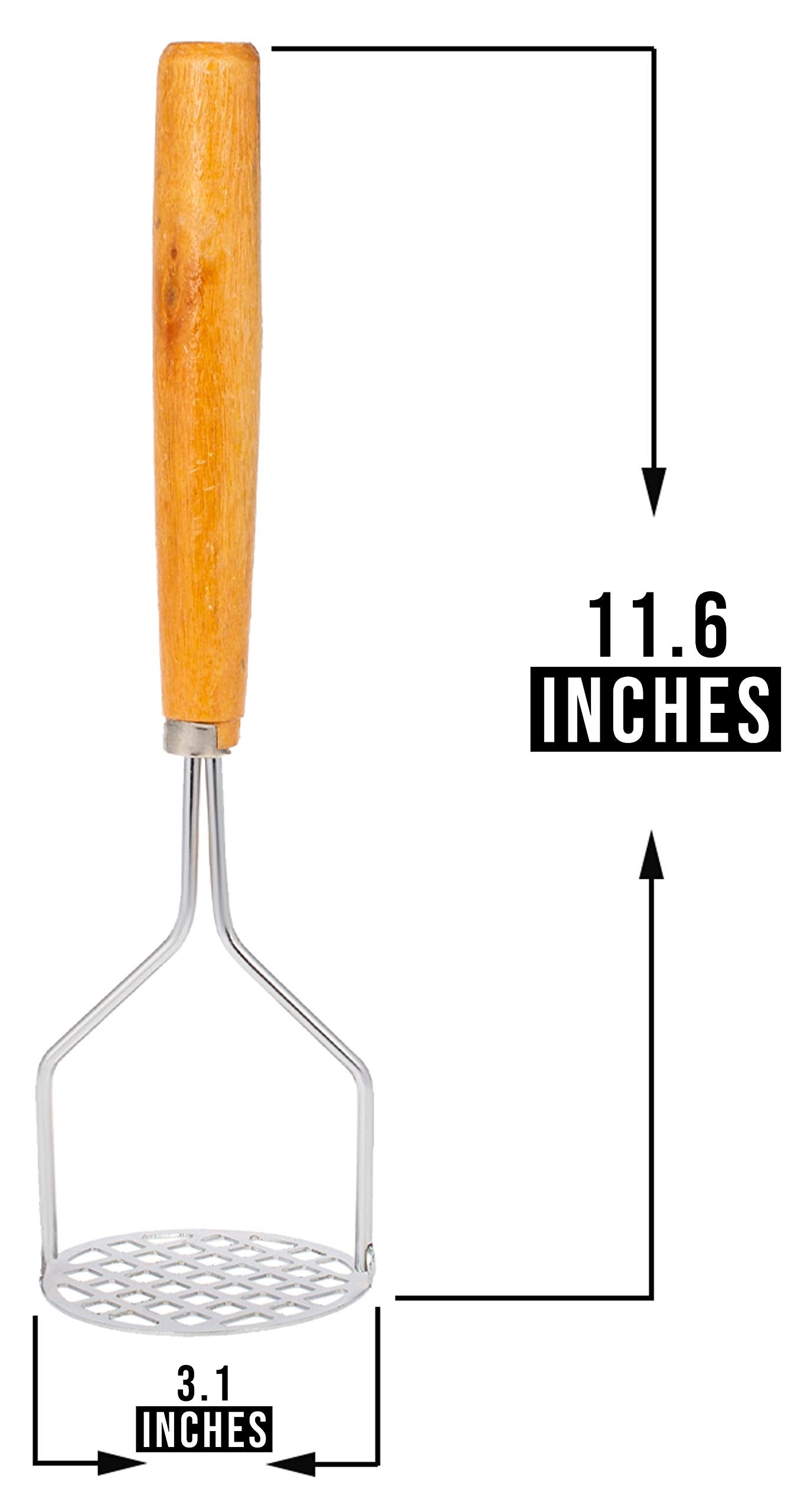 Manual Handheld Stainless Steel Potato Masher - Wooden Handle Stainless Steel Chickpea Masher - Potato Smashing Tool - Kitchen P