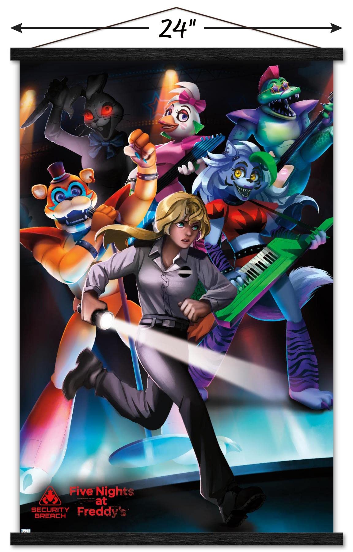 Trends International Five Nights At Freddy'S: Security Breach - Group Wall Poster, 22.375'' X 34'', Print And Black Hanger Bundl