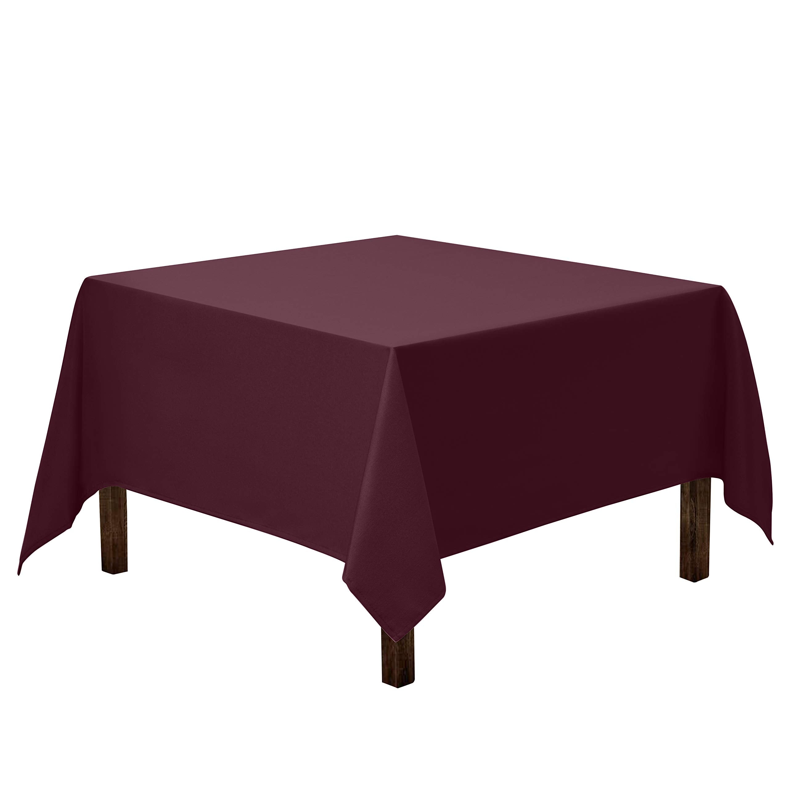 Gee Di Moda Square Tablecloth - 85 X 85 Inch Burgundy Table Cloth For Large Square Or Round Tables - Heavy Duty Washable Fabric