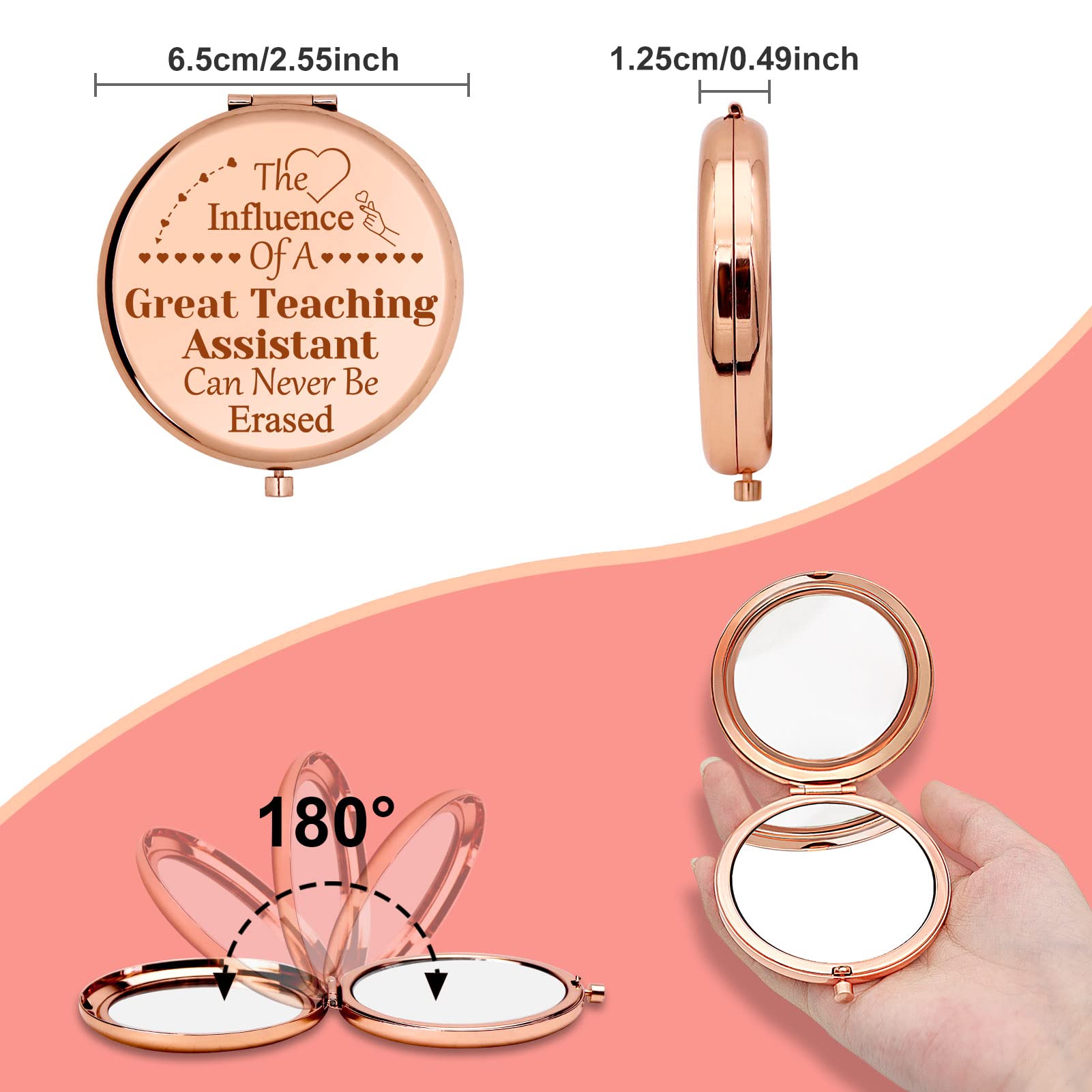 Teaching Assistant Gift For Women Appreciation Compact Makeup Mirror Teacher'S Aide Gifts For Coworker Graduation Teacher'S Day