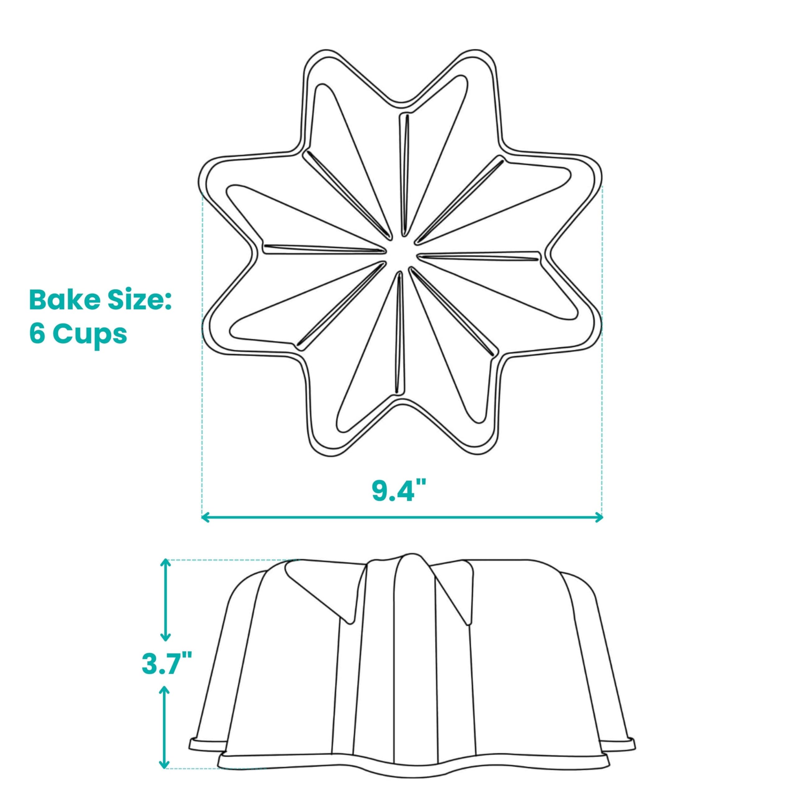 Baker'S Secret Nonstick For Fluted Cake Pan, Heavy Duty Die Cast Aluminum Fluted Cake Baking Pans, 2 Layers Non-Stick Coating Fo