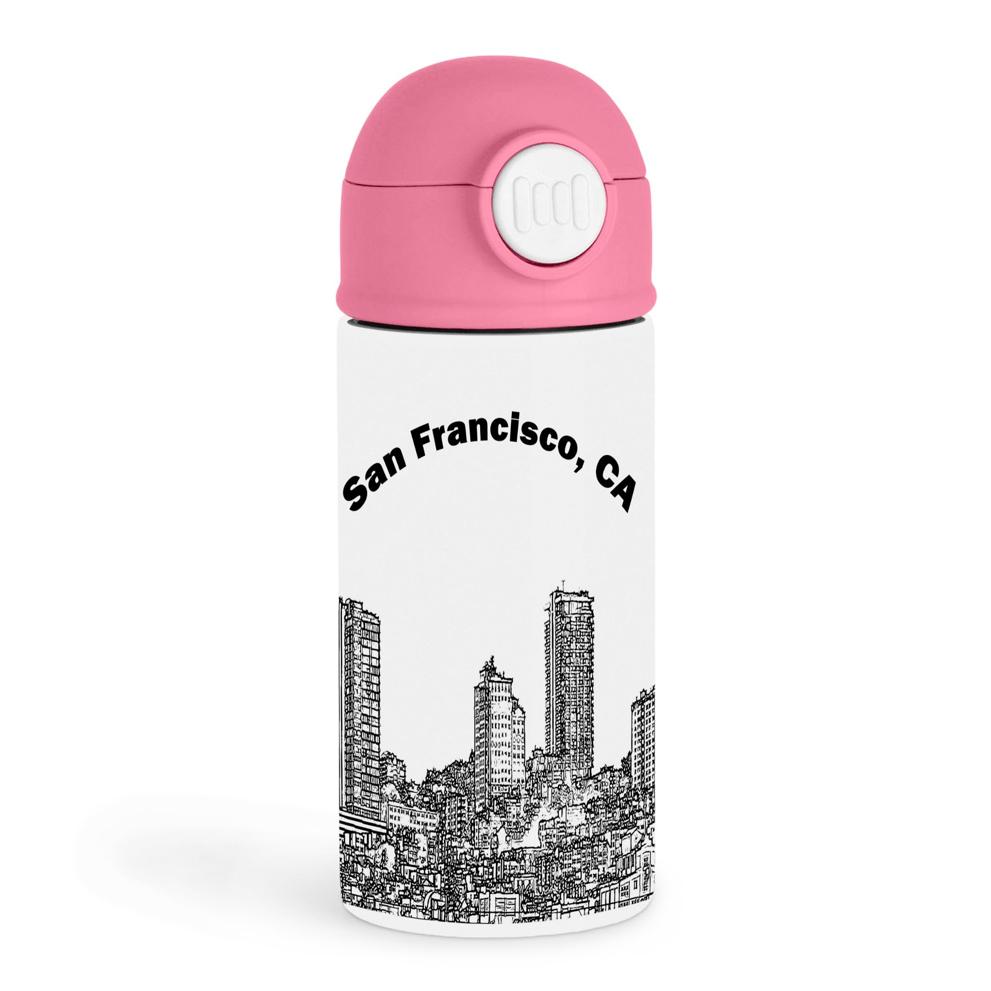 Inspirational City Lover 12oz Kids Water Bottle Pink  San Francisco, CA  Daily Hydration, Travel Adventure