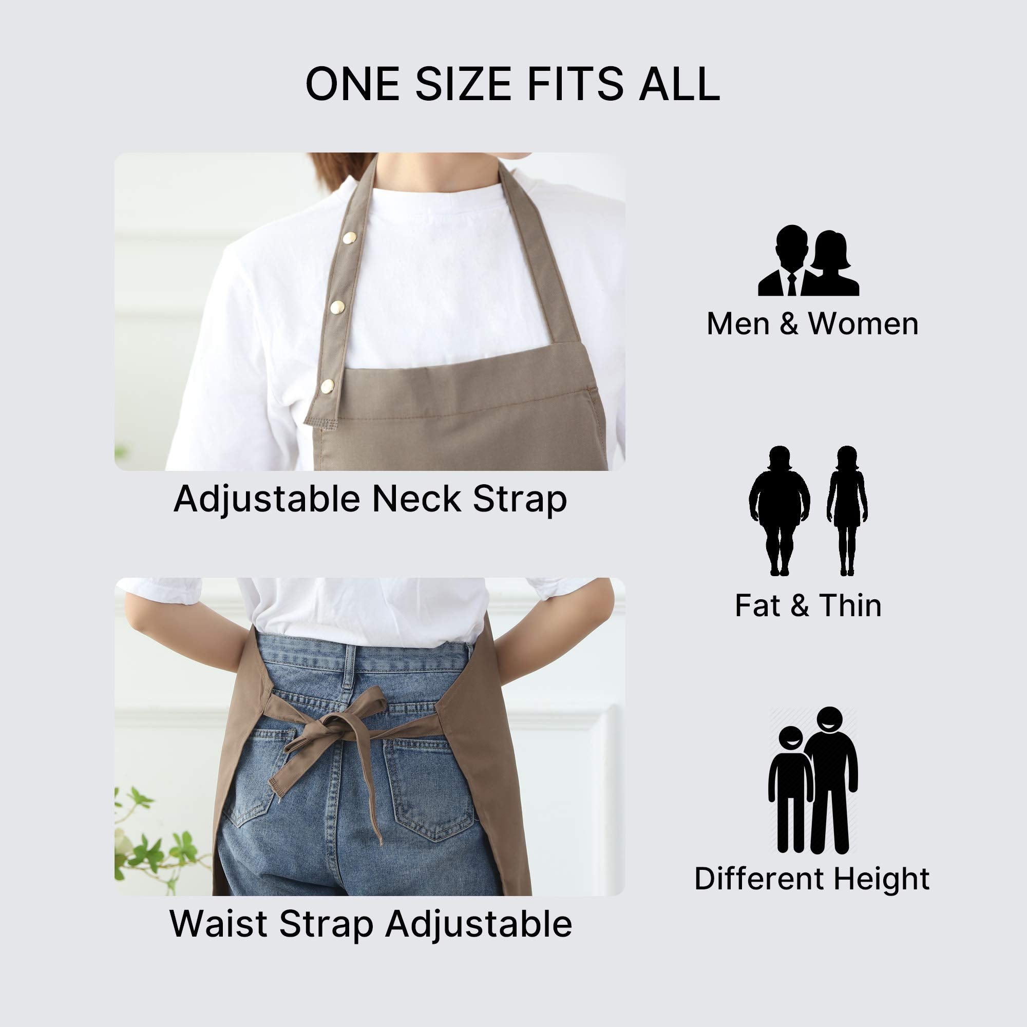 Aprons For Women Men Bbq Chef Cooking Artist Water Drop Resistant Canvas Adjustable Kitchen Apron With Pockets For Unisex Grill