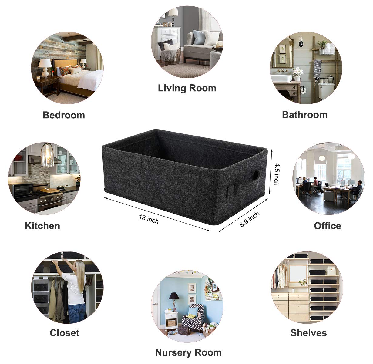 Shallow Storage Baskets Bins Medium Fabric Storage Basket Cube Organizer for Shelves Closet Bedroom Living Room Laundry Room Nursery Storage Basket