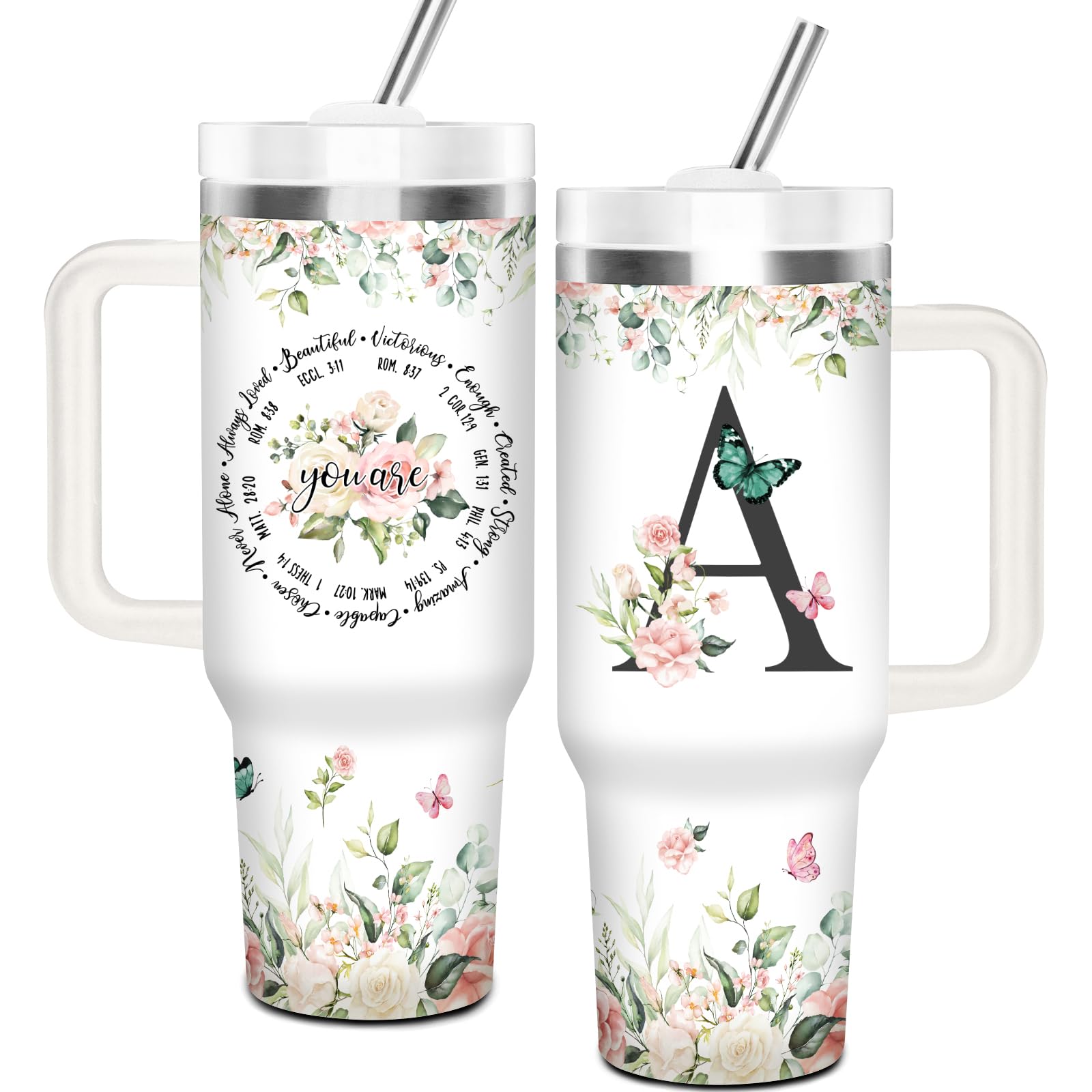 Culaiwan Christian Gifts for Women, Initial A Tumbler 40oz
