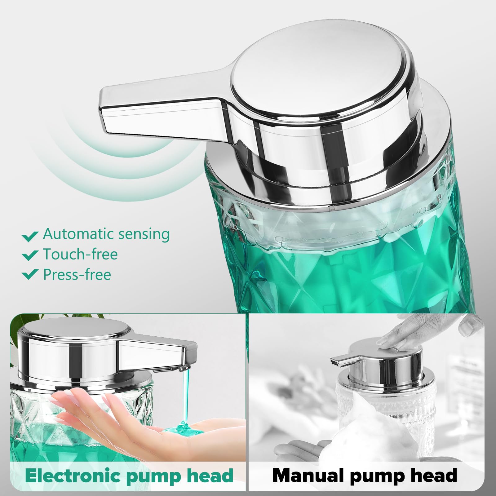 Automatic Soap Dispenser Liquid For Kitchen: 8 Oz Glass Touchless Clear Auto Soap Dispenser For Bathroom - Hand Dish Lotion Home