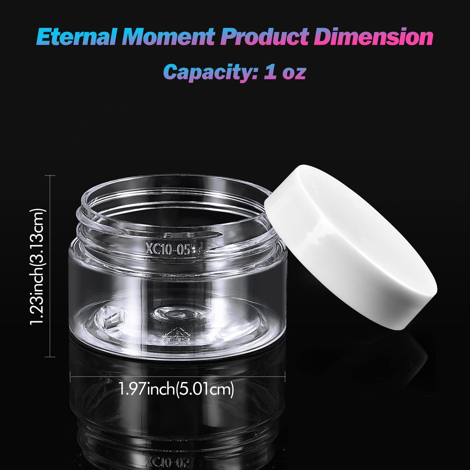 Eternal Moment 50 Pack 1 Oz Plastic Jars Round Clear Cosmetic Container Jars With White Lids, Plastic Slime Jars For Lotion, Cre