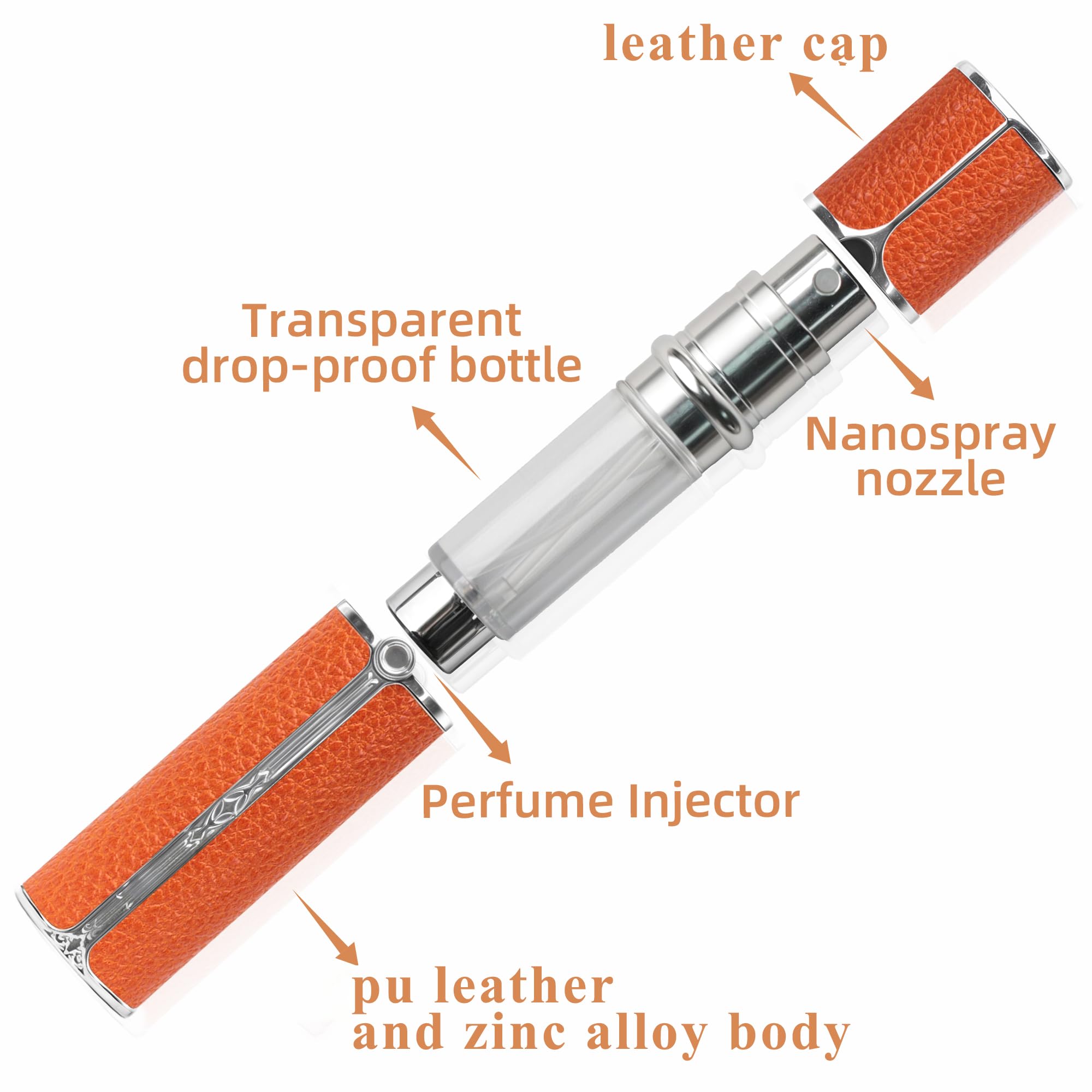 Muilsae Af00Pk Leather Perfume Atomiser, 10Ml Bottom Fill Travel Perfume Bottle, Refillable Perfume Dispenser For Women & Men (P