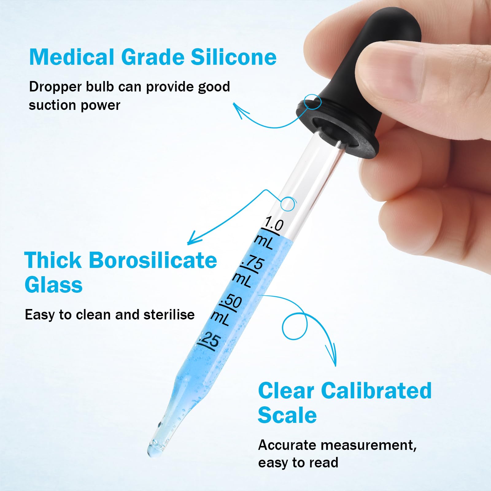 Herain 8 Pack Glass Pipette Dropper, Ear And Eye Dropper Bent & Straight Tips, 1 Ml Droppers For Essential Oils, Lab, Health Car