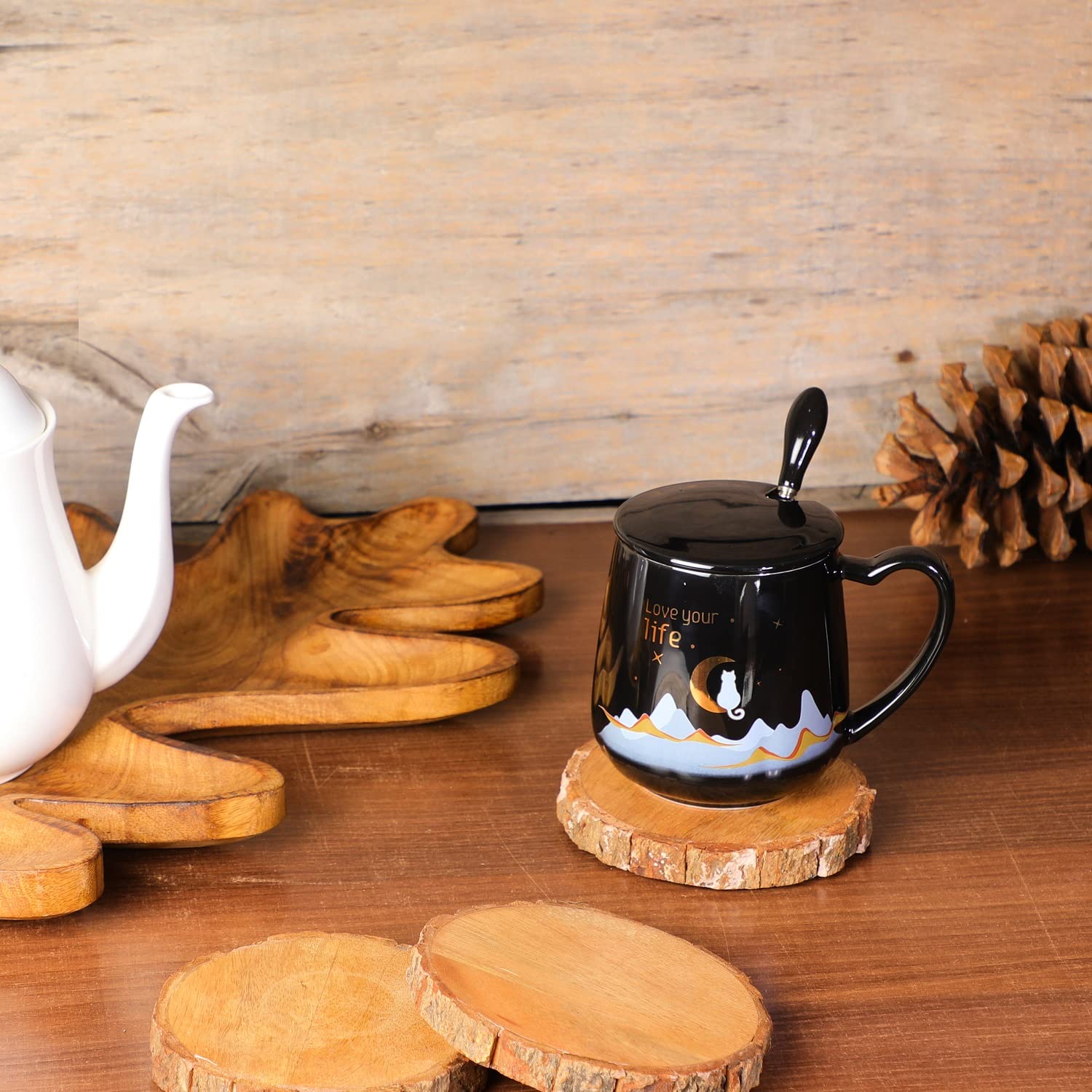 NYRWANA Love Your Life Coffee Mug, Mugs for Coffee, Rakhi Gift, Birthday Gift, Coffee Mug with Lid, Coffee Mugs, Tea Mug, Cups a